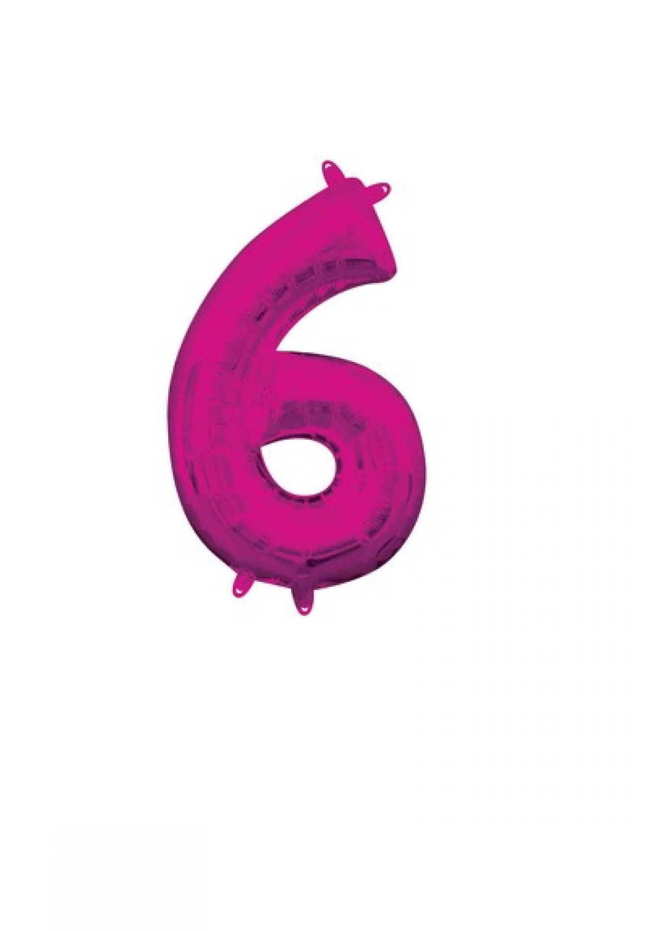 Pallone foil 14" - 36 cm Numero 6 Magenta