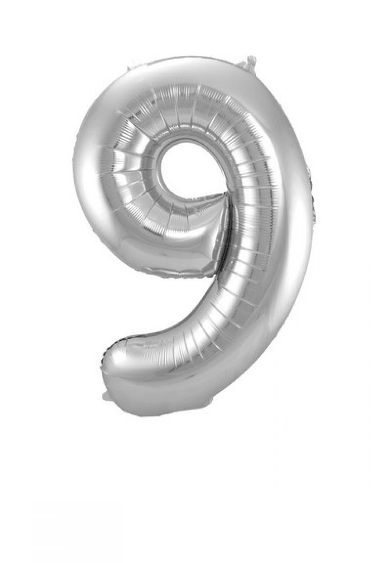 Pallone foil 34" - 86 cm Numero 9 Argento Silver