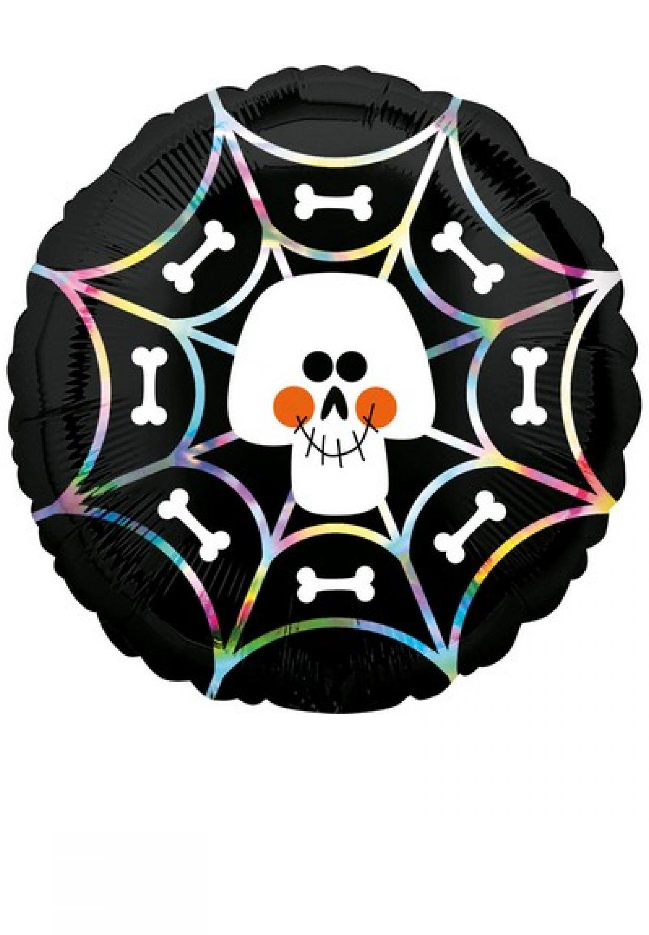 Pallone foil standard 17" - 42 cm Skull Web Iridescent