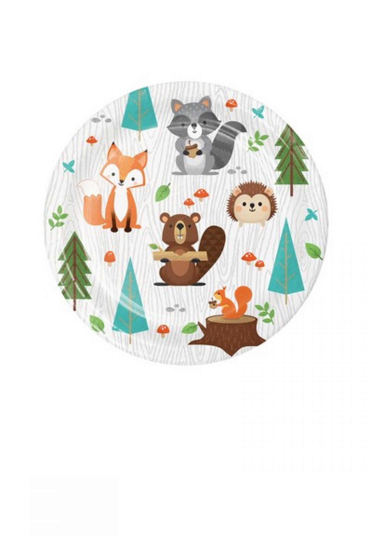 Piatto carta 18 cm Animali del Bosco 8pz