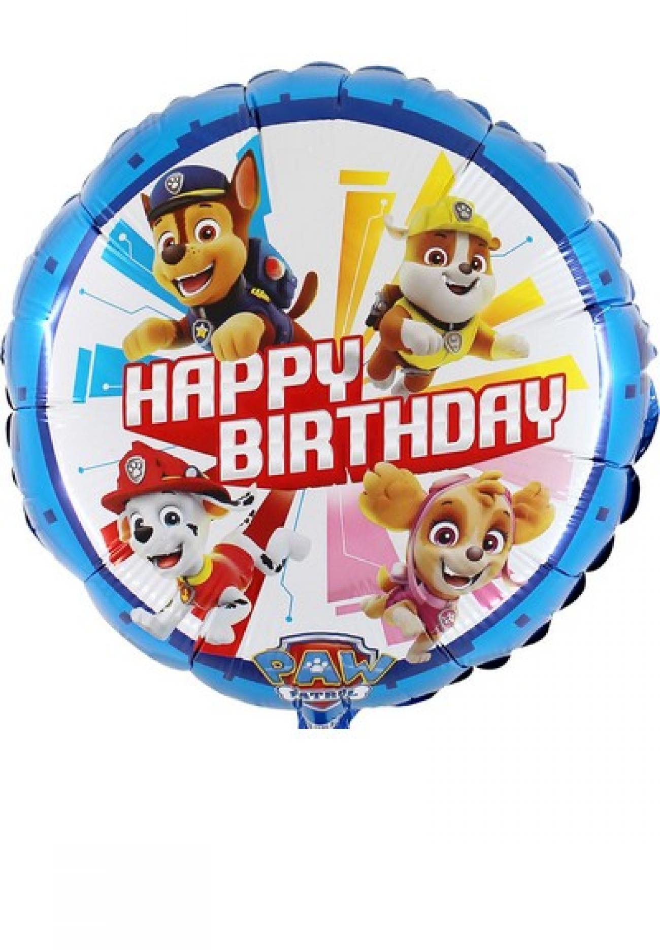 Pallone foil 18" - 45 cm Paw Patrol Happy Birthday