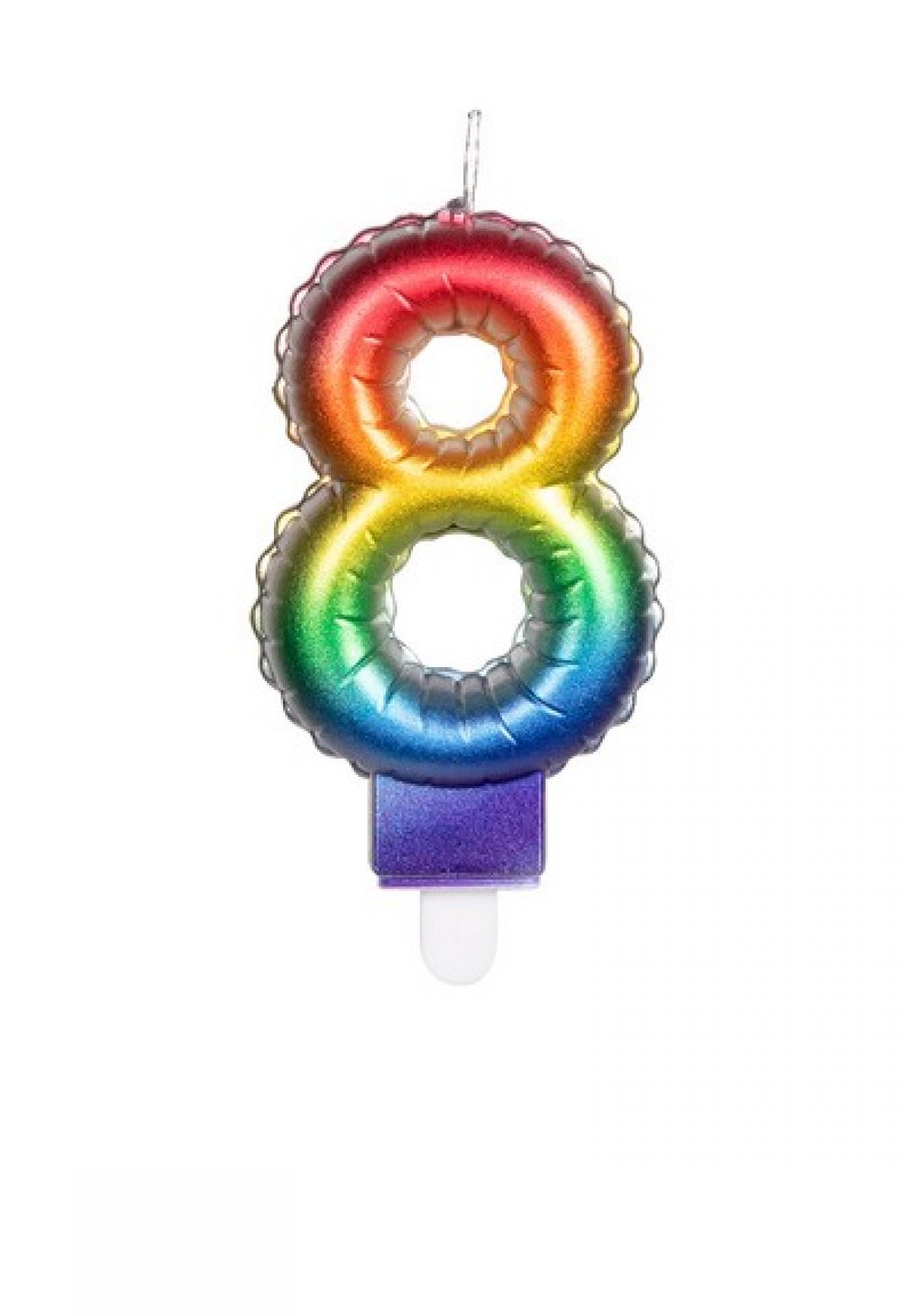 Candle shape of a foil balloon N.'8' W/holder QS