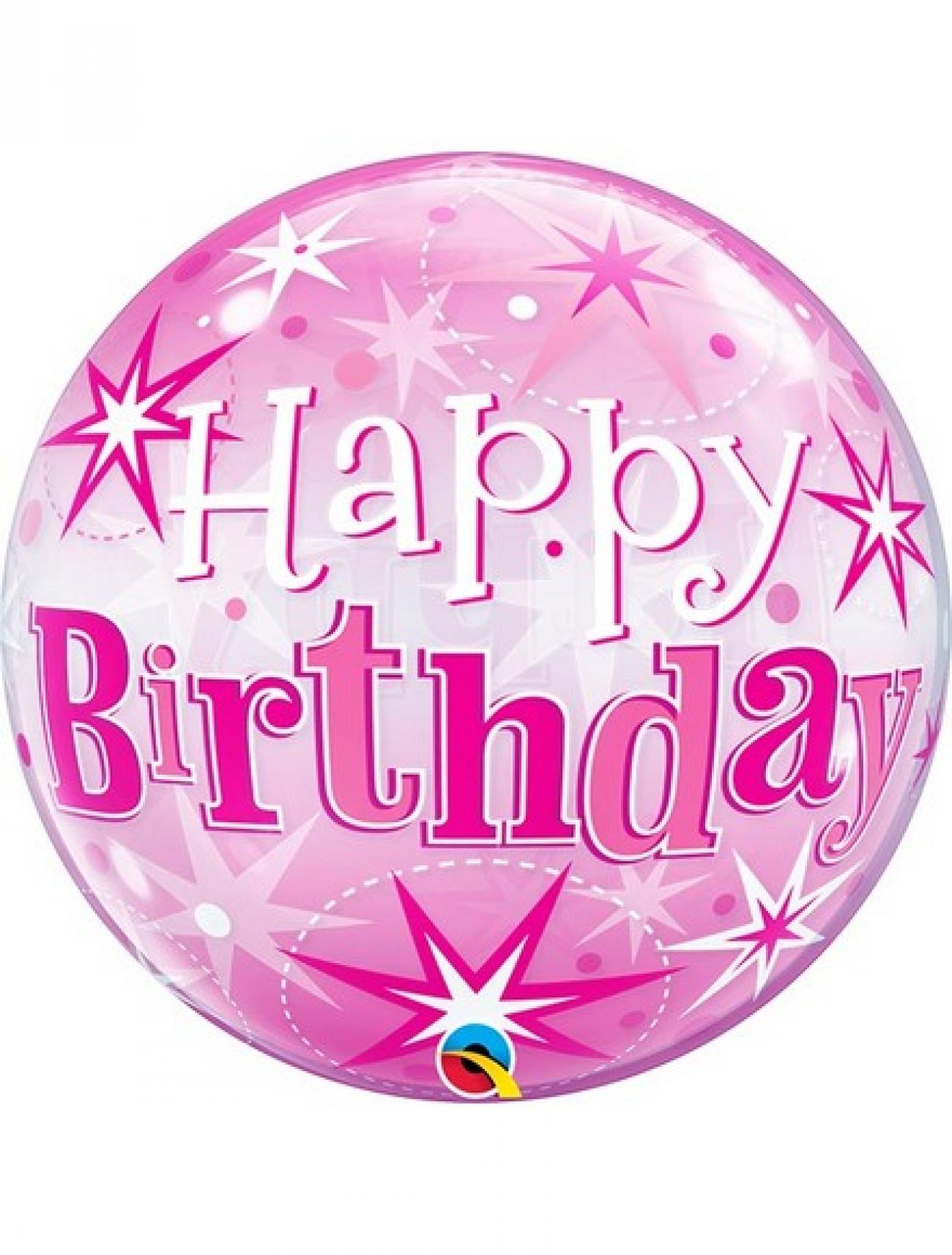 Pallone Bubble 22"-56 cm B-day pink starburst sp.