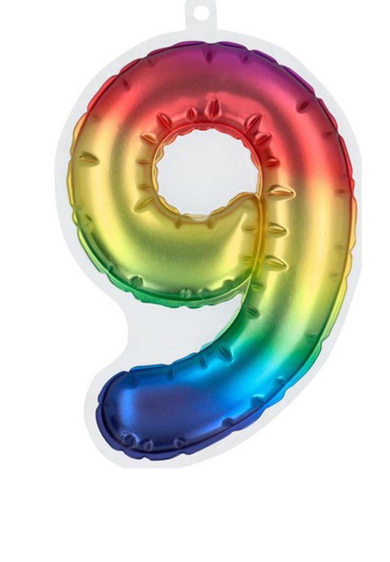 Numero adesivo 3 D rainbow H. 20 cm N. 9