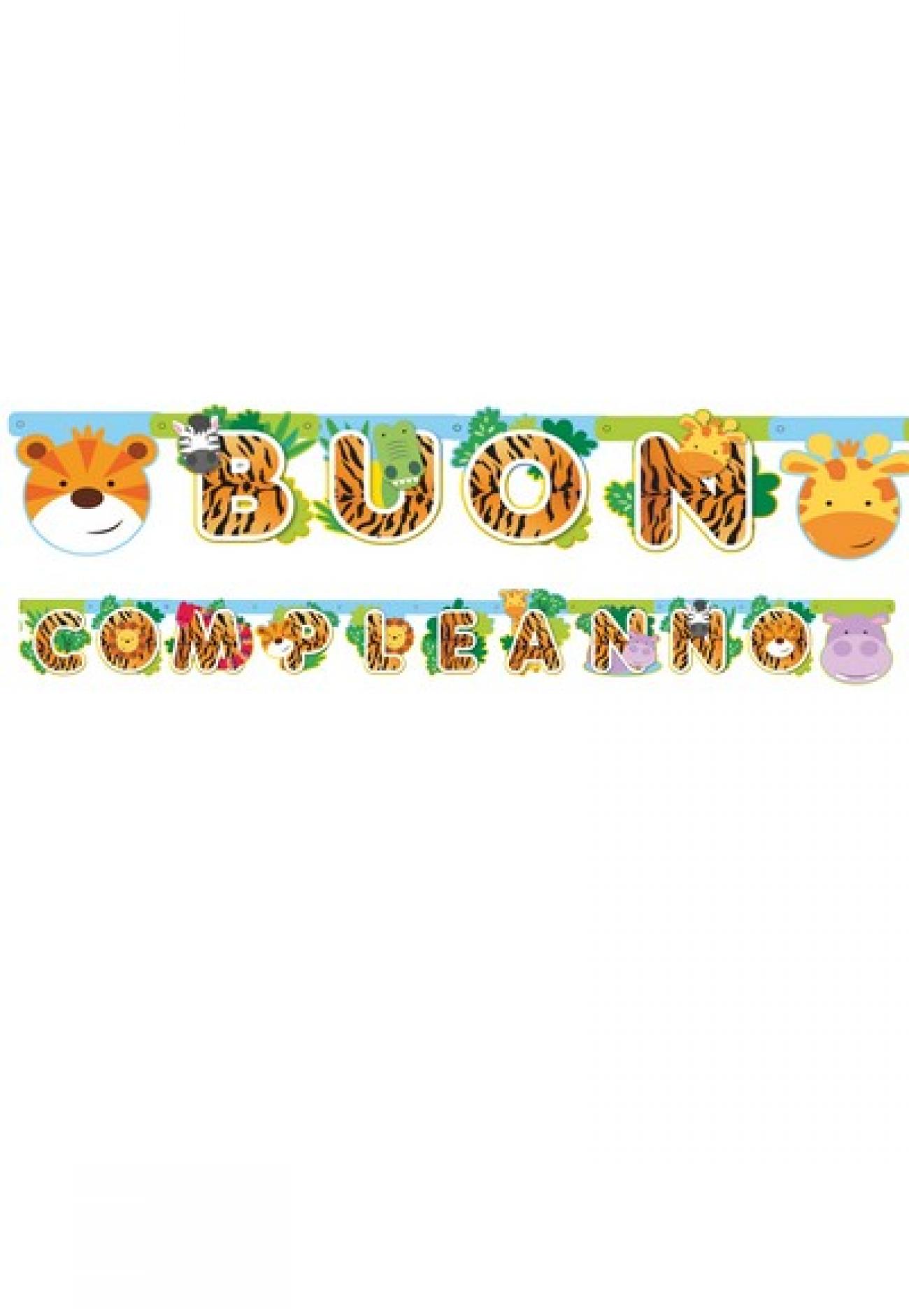 Festone Buon Compleanno 185 x 14 cm Animali della Giungla