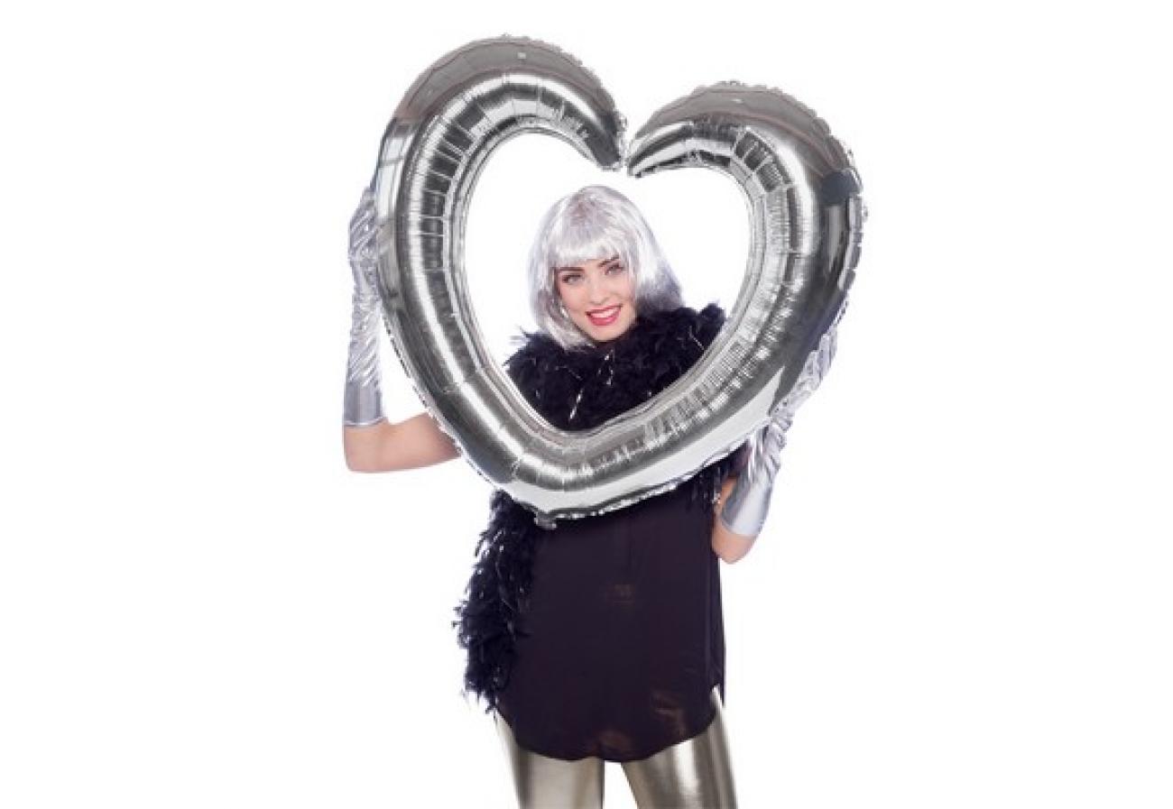 Pallone foil Selfie 80 x 70 cm Cuore argento