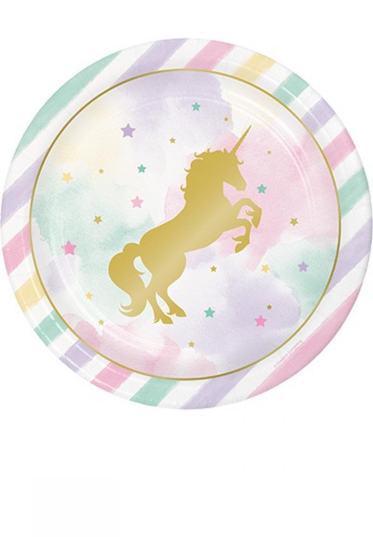 Piatto 23 cm METALLIZZATO Unicorn Sparkle 8 pz