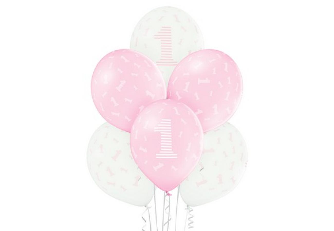 Palloni lattice 12"-30 cm 1 Compleanno rosa 24 pz