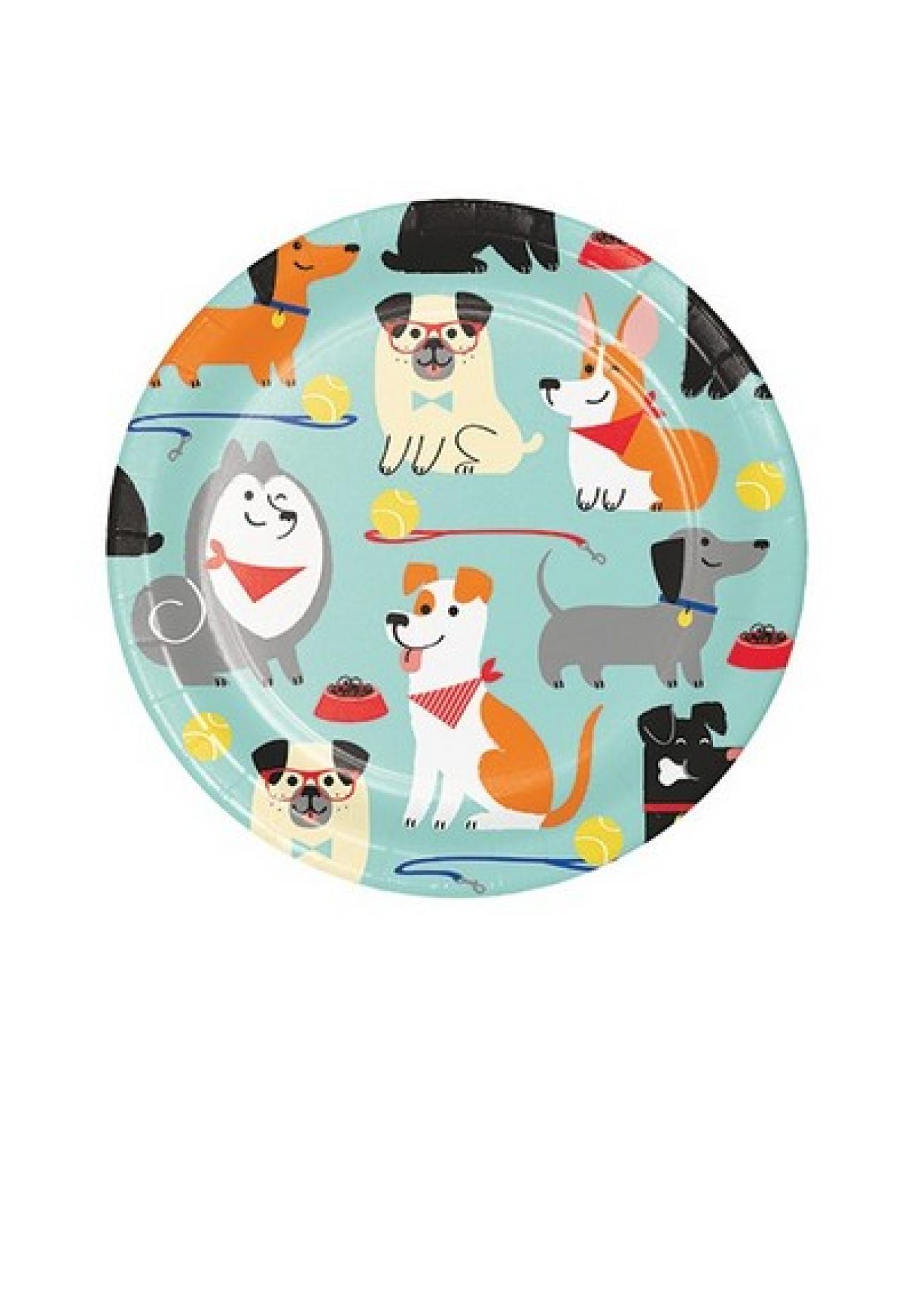 Piatto 18 cm Cani - Dog Party - 8 pezzi