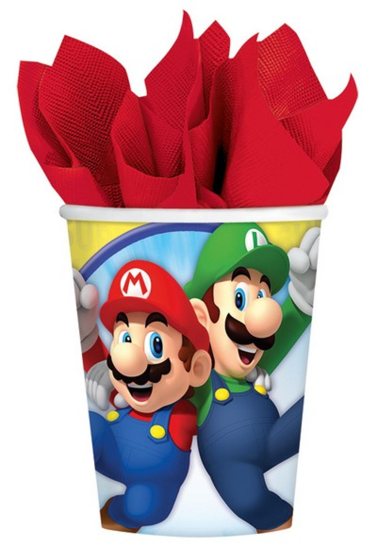 Bicchiere carta 250 ml Super Mario - 8 pezzi