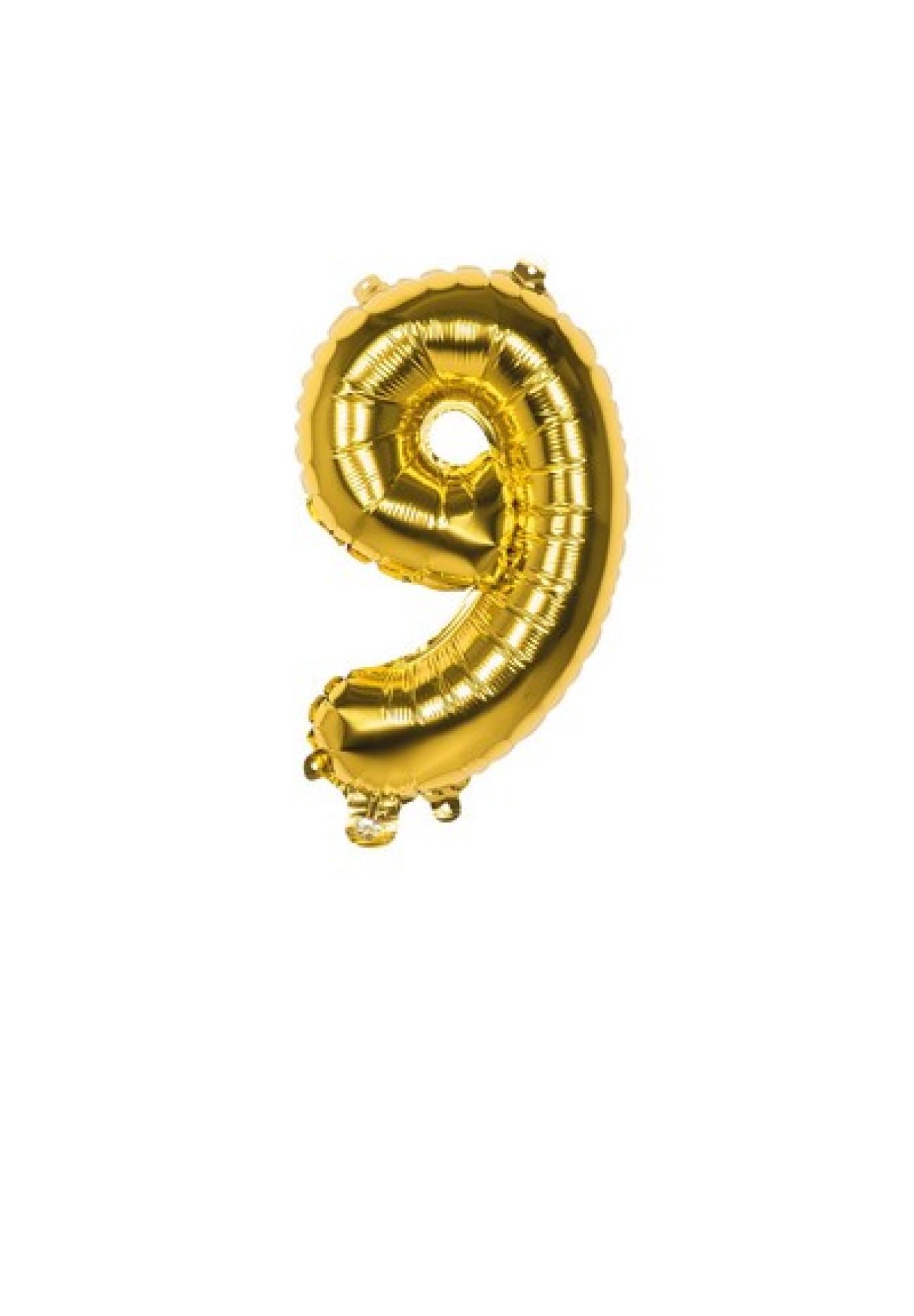 Pc. Foil balloon number '9' gold (36 cm)