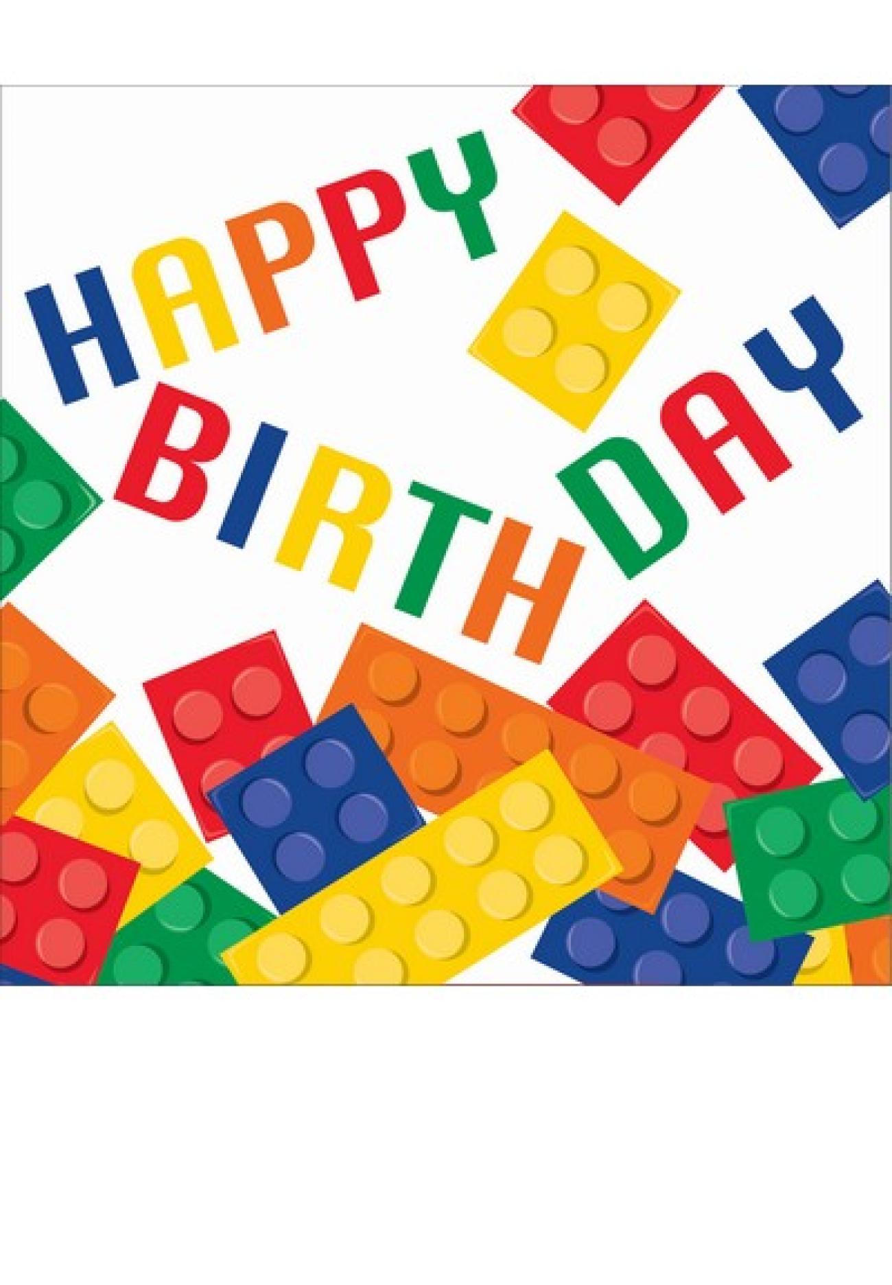 Tovagliolo 33 x 33 cm Happy Birthday Block Party - 16 pezzi