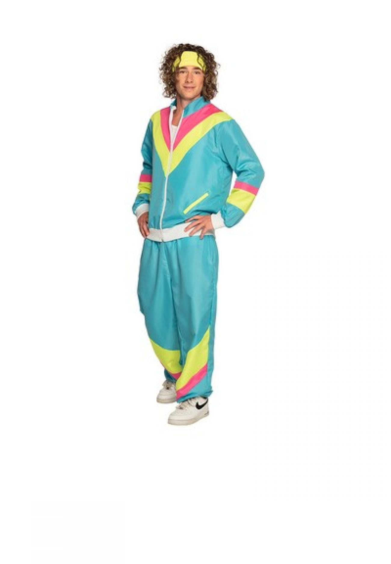 Pc. Shell suit Retro dude neon blue (L)