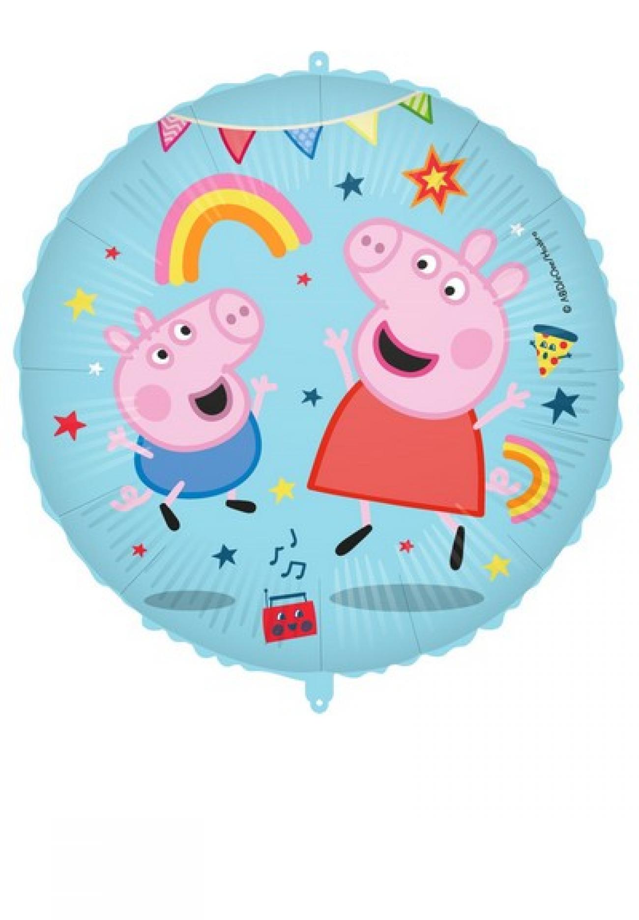 Pallone foil 18" - 45 cm Peppa Pig con PESETTO e NASTRO