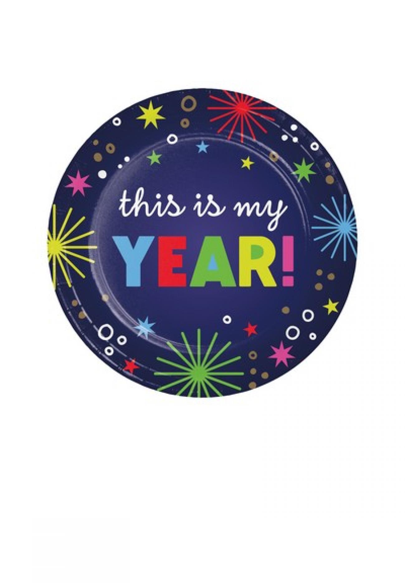 Piatto carta 18 cm Beaming New Year  8 pz