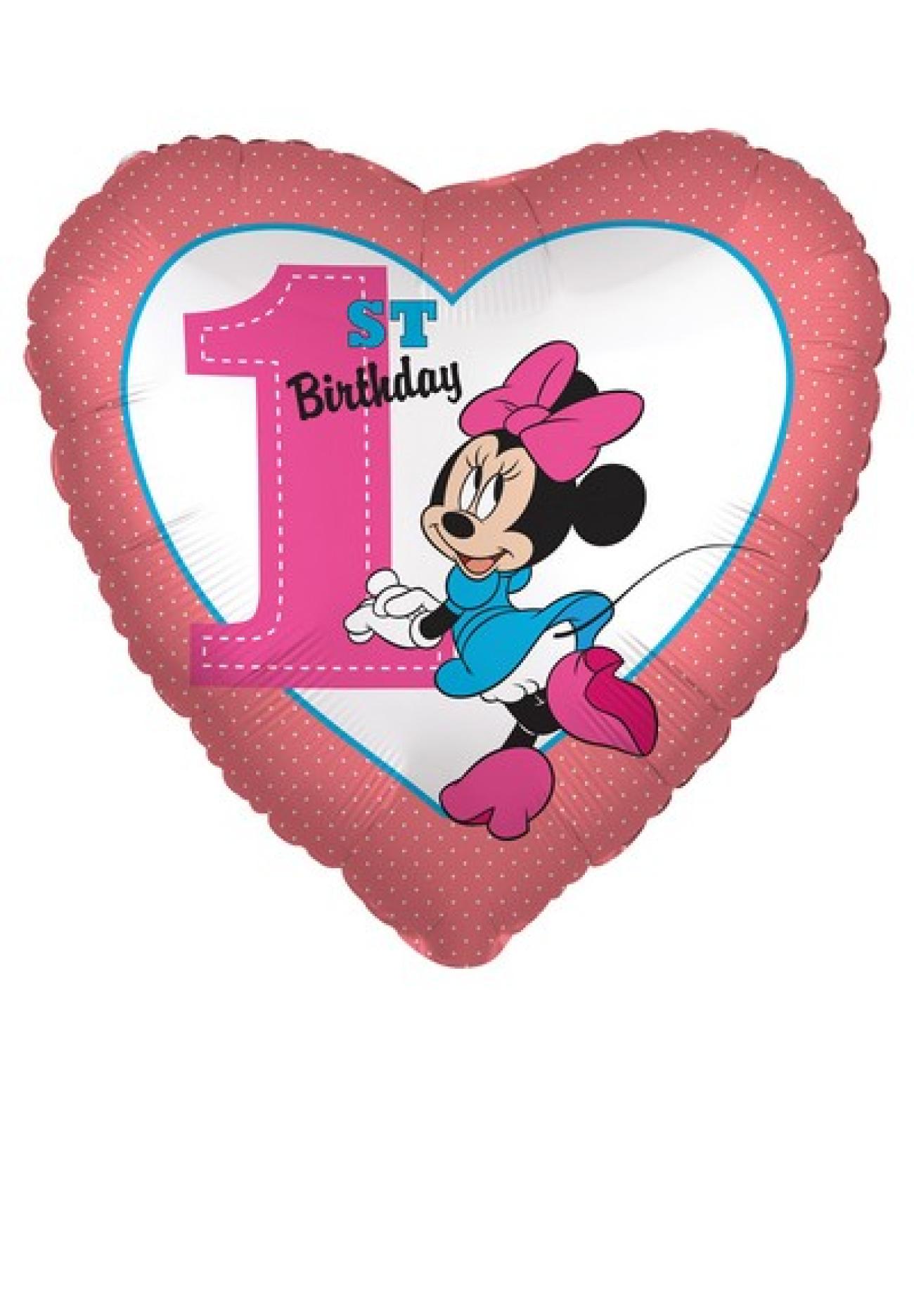 Pallone foil standard 17" - 42 cm Minnie 1st Birthday