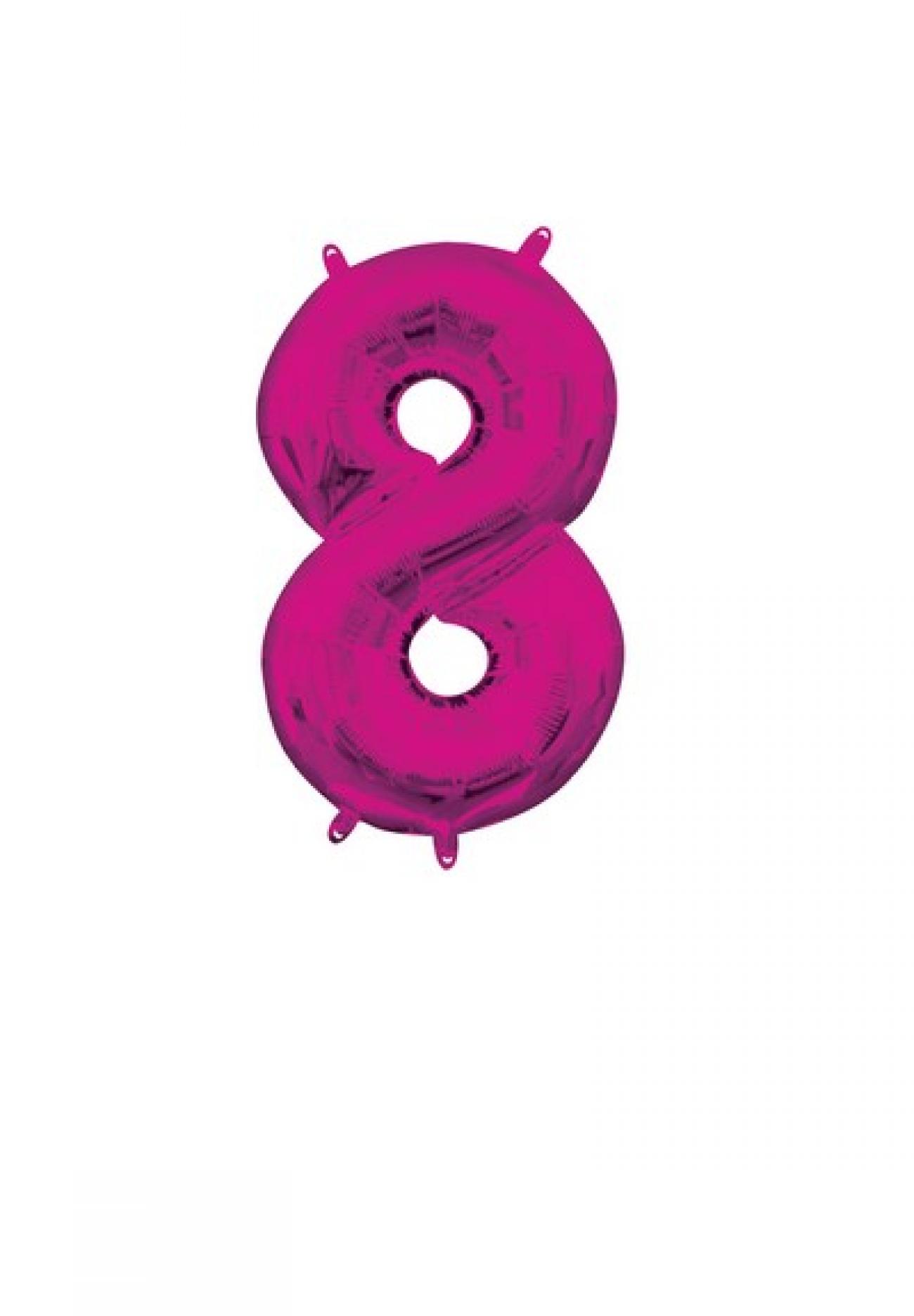 Pallone foil 14" - 36 cm Numero 8 Magenta