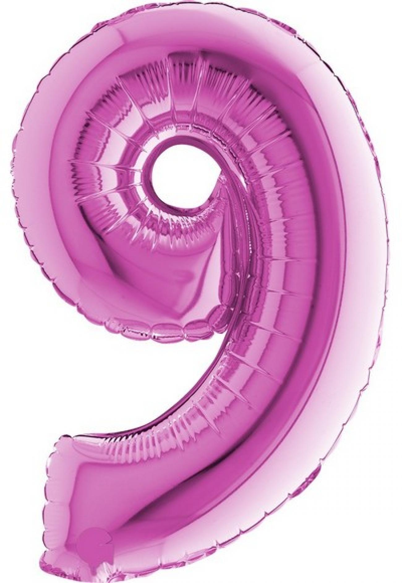 Pallone foil 40" - 102 cm Numero 9 Magenta Q