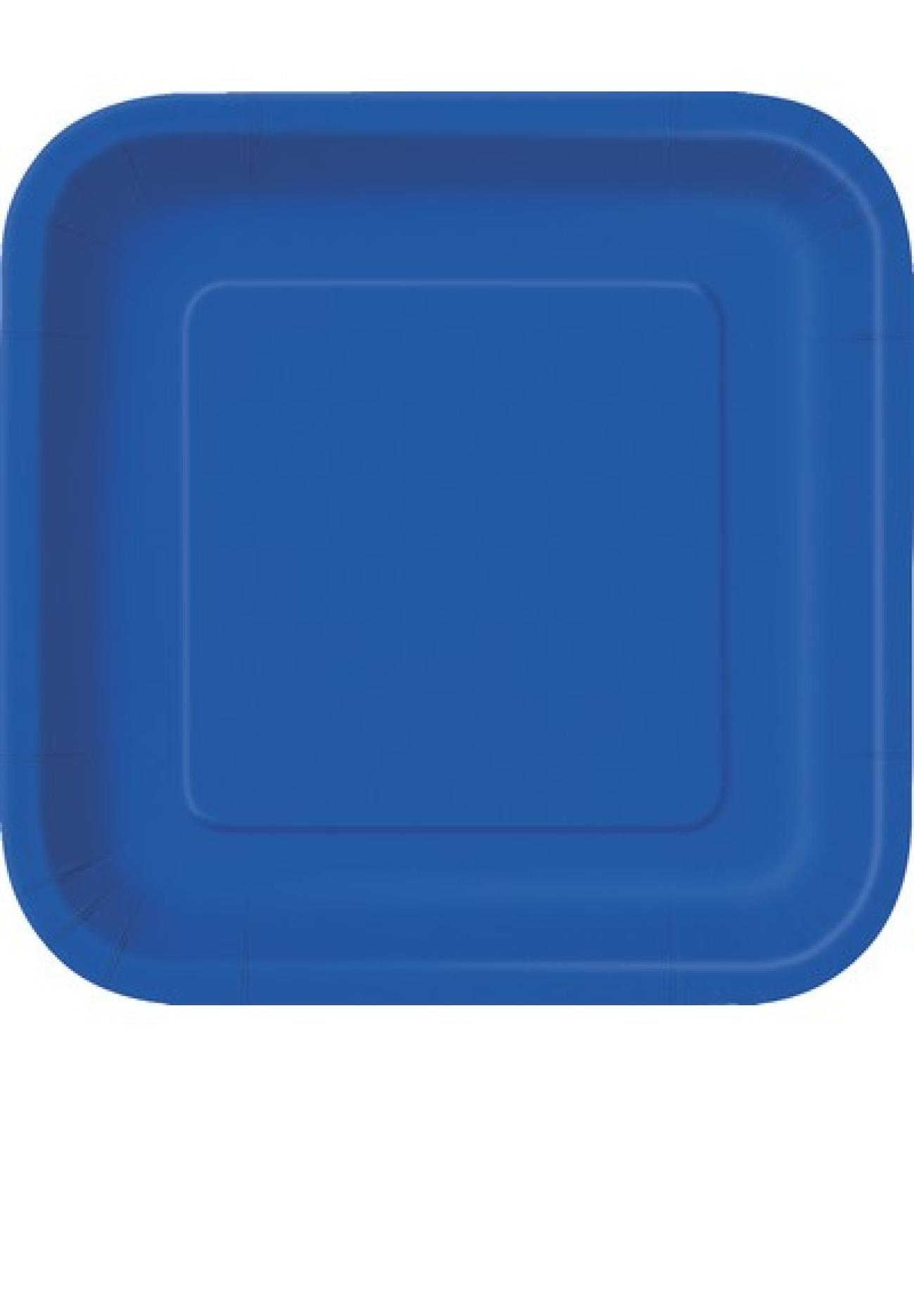 Piatto carta quadrato 23 cm Blu cobalto - 14 pezzi