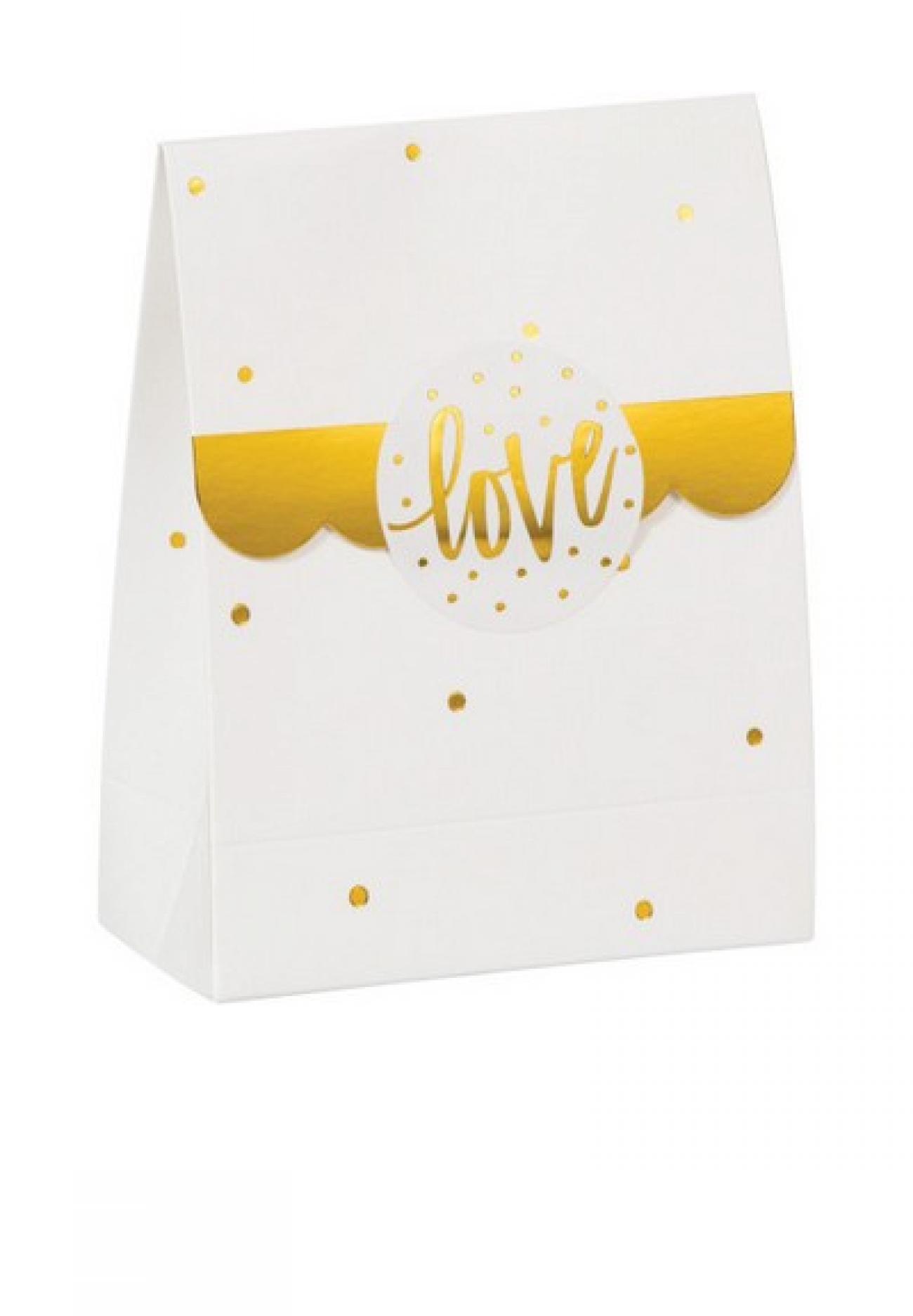 Loot bag carta 11 x 9 cm con adesivo Love Bianco #03/21  8 pz