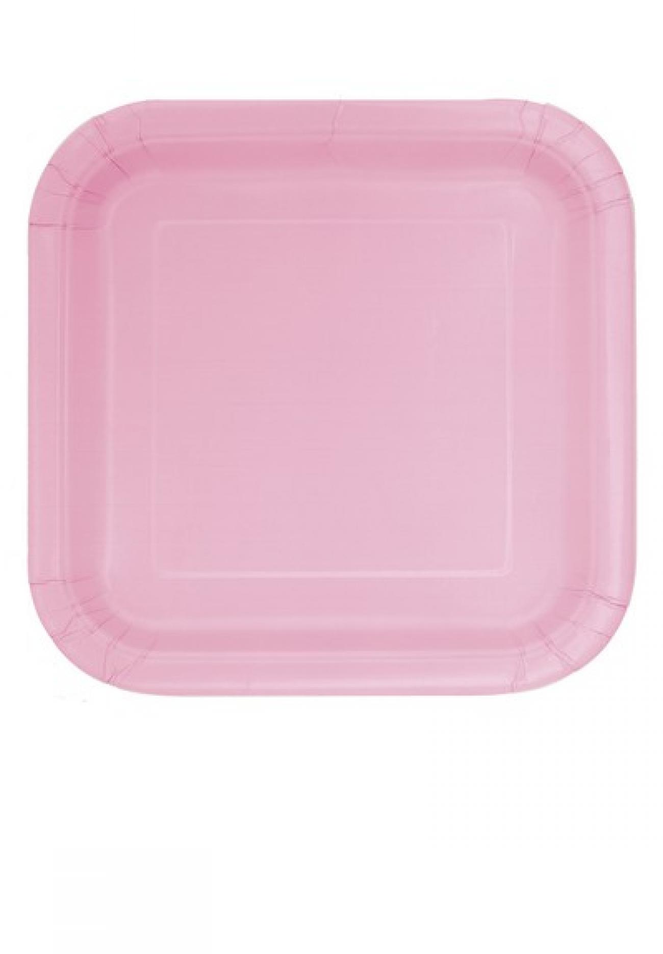 Piatto carta quadrato 23 cm Rosa pastello