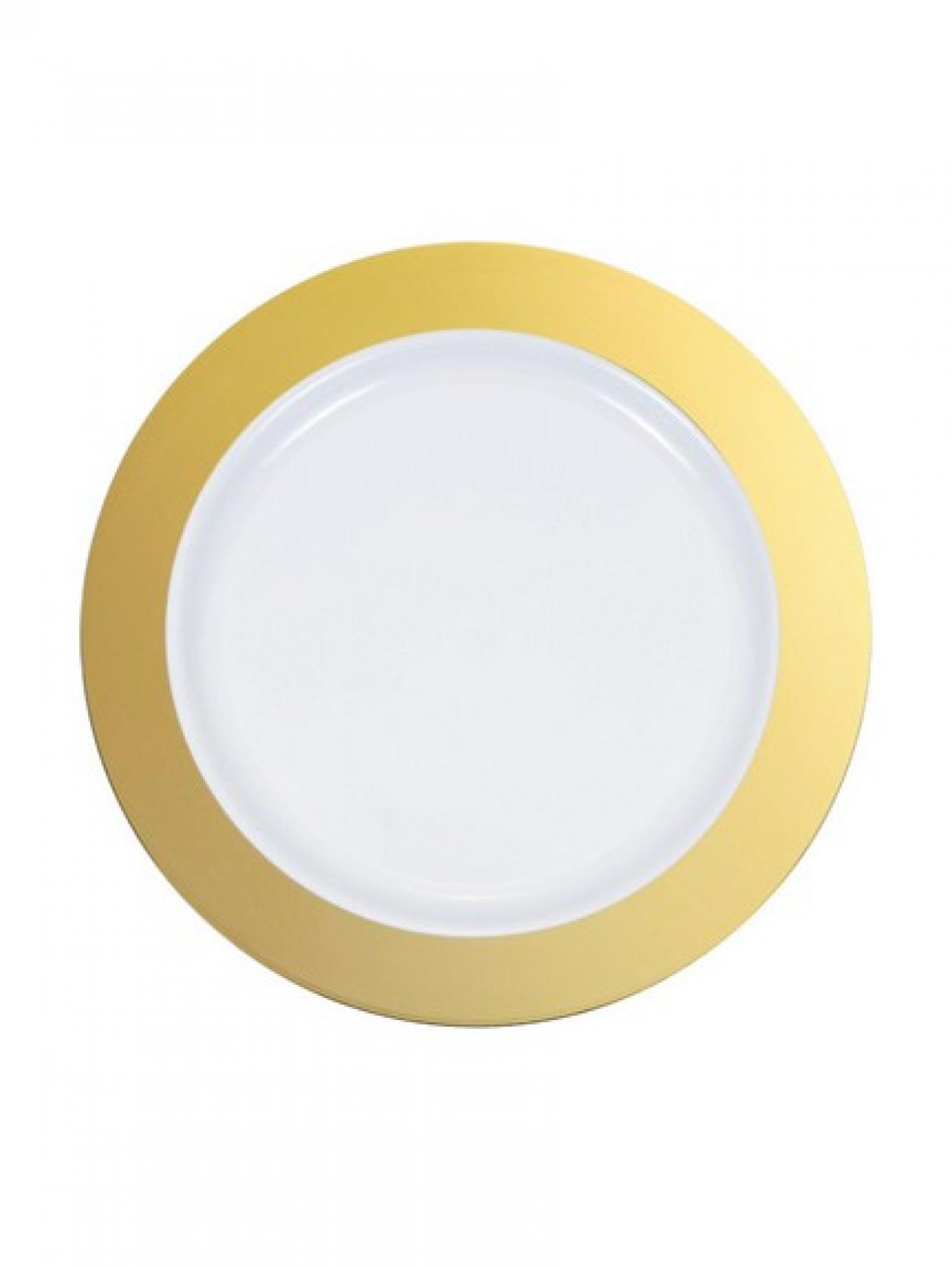 Piatto plastica 18 cm bianco bordo oro