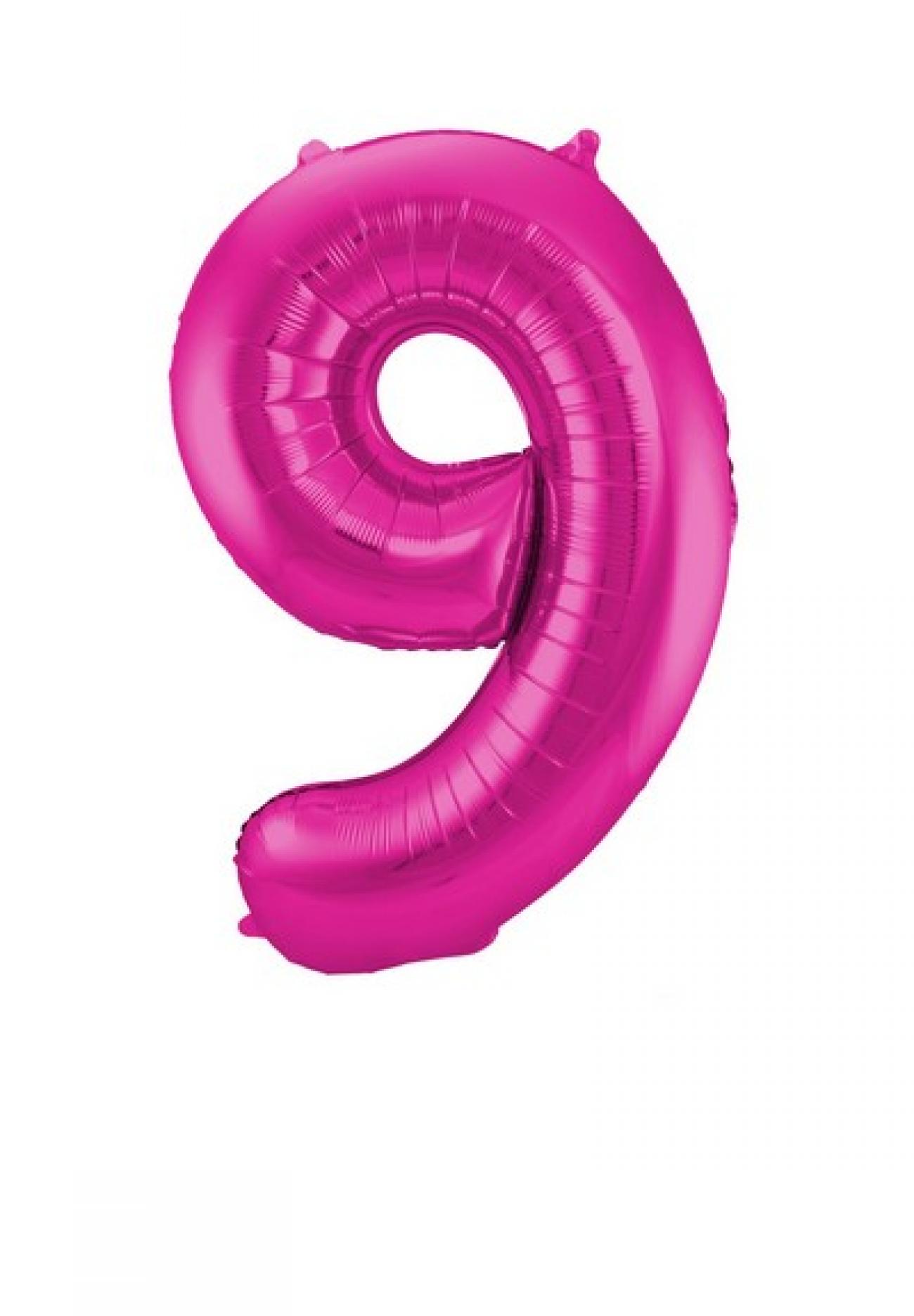 Pallone foil 34" - 86 cm Numero 9 Magenta