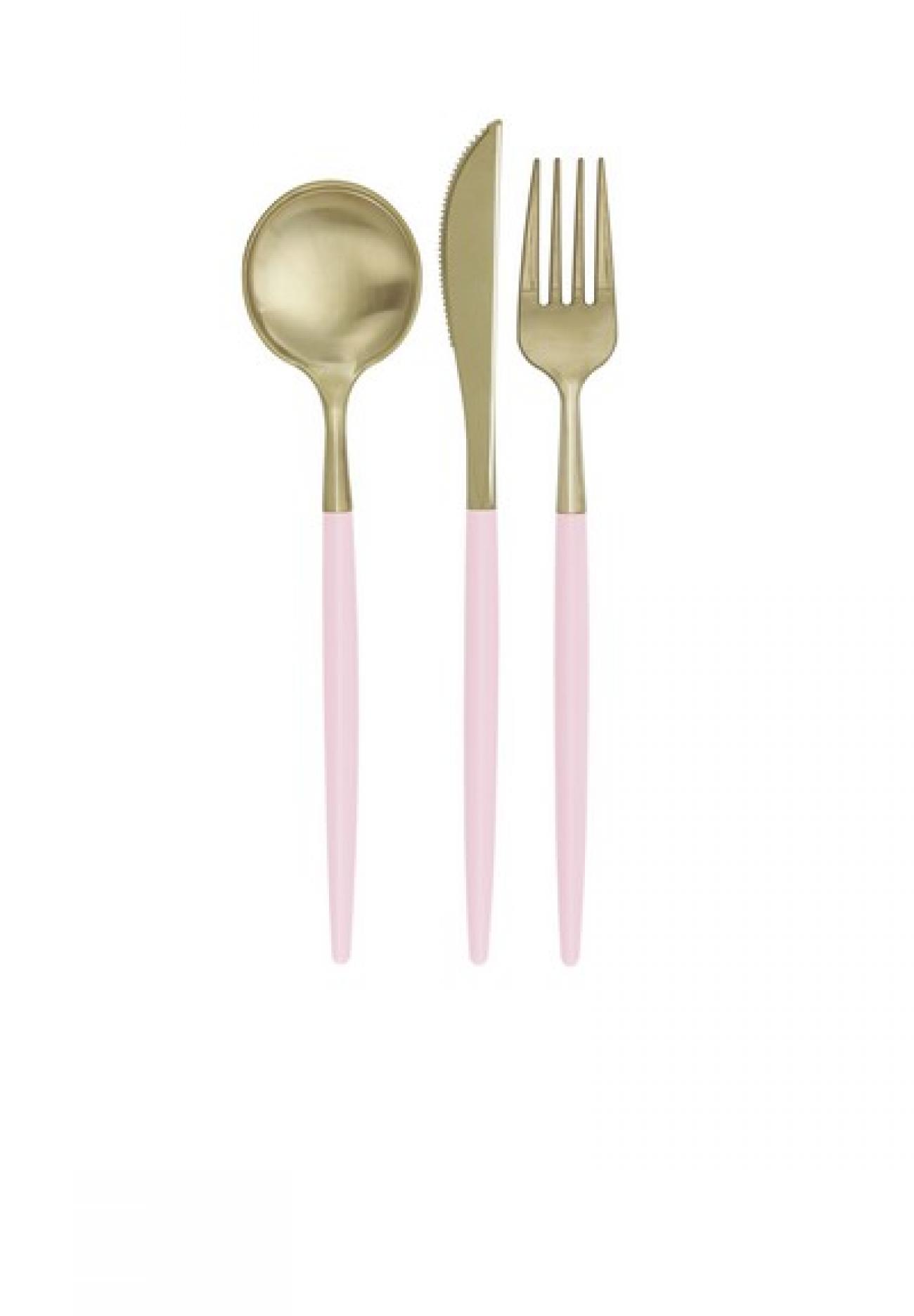 Set 12 Posate Oro e Rosa Metallizzate