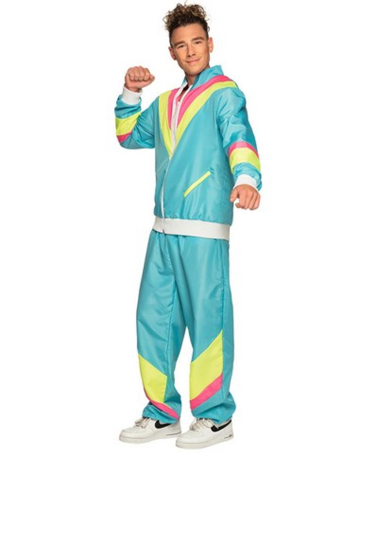 Pc. Shell suit Retro dude neon blue (L)