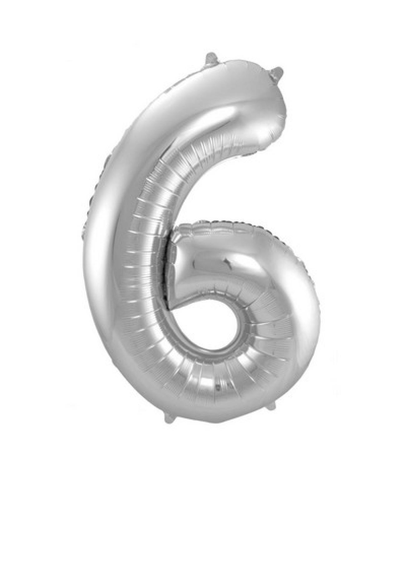 Pallone foil 34" - 86 cm Numero 6 Argento Silver