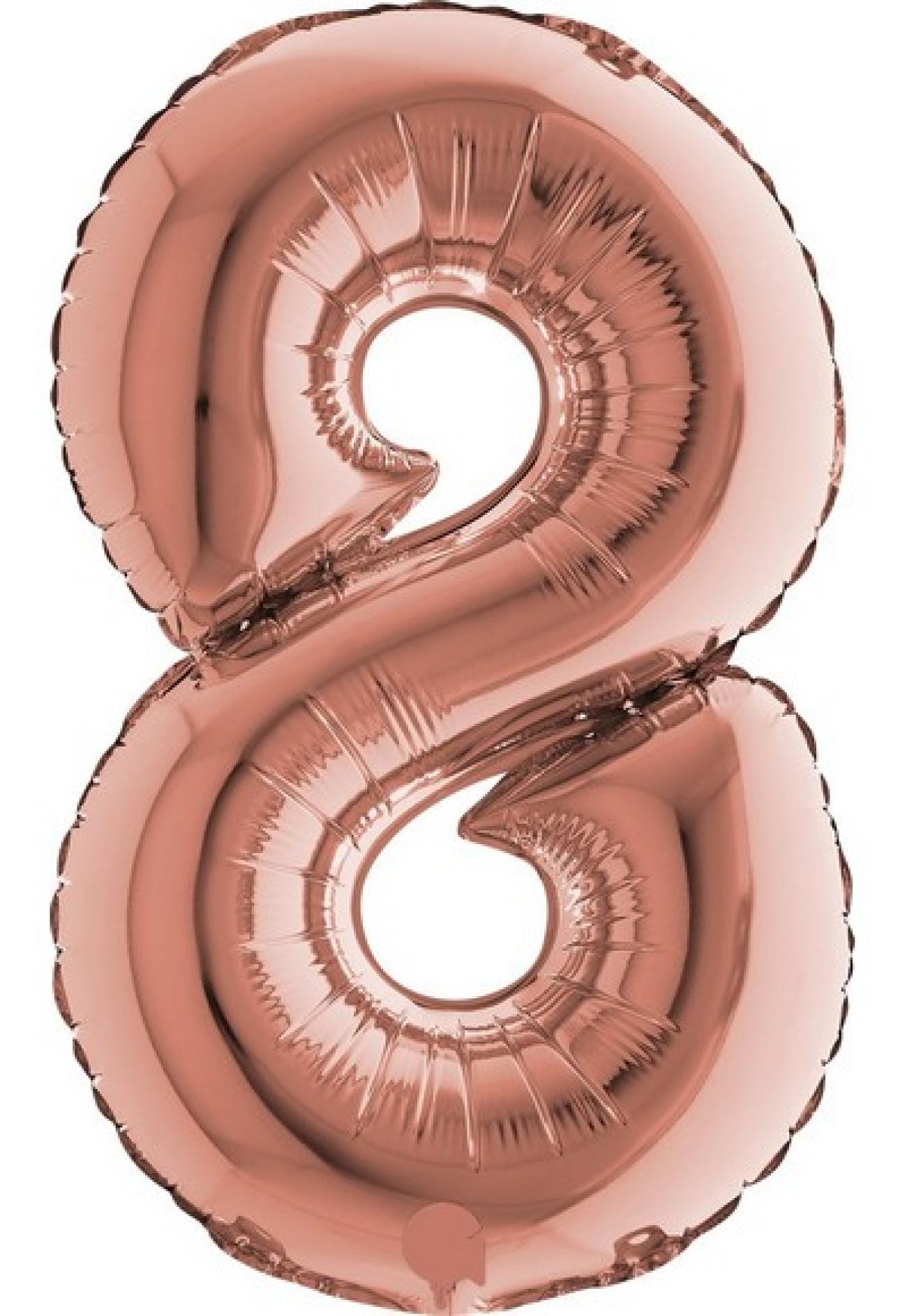 Pallone foil 40" - 102 cm Numero 8 Rose Gold Q