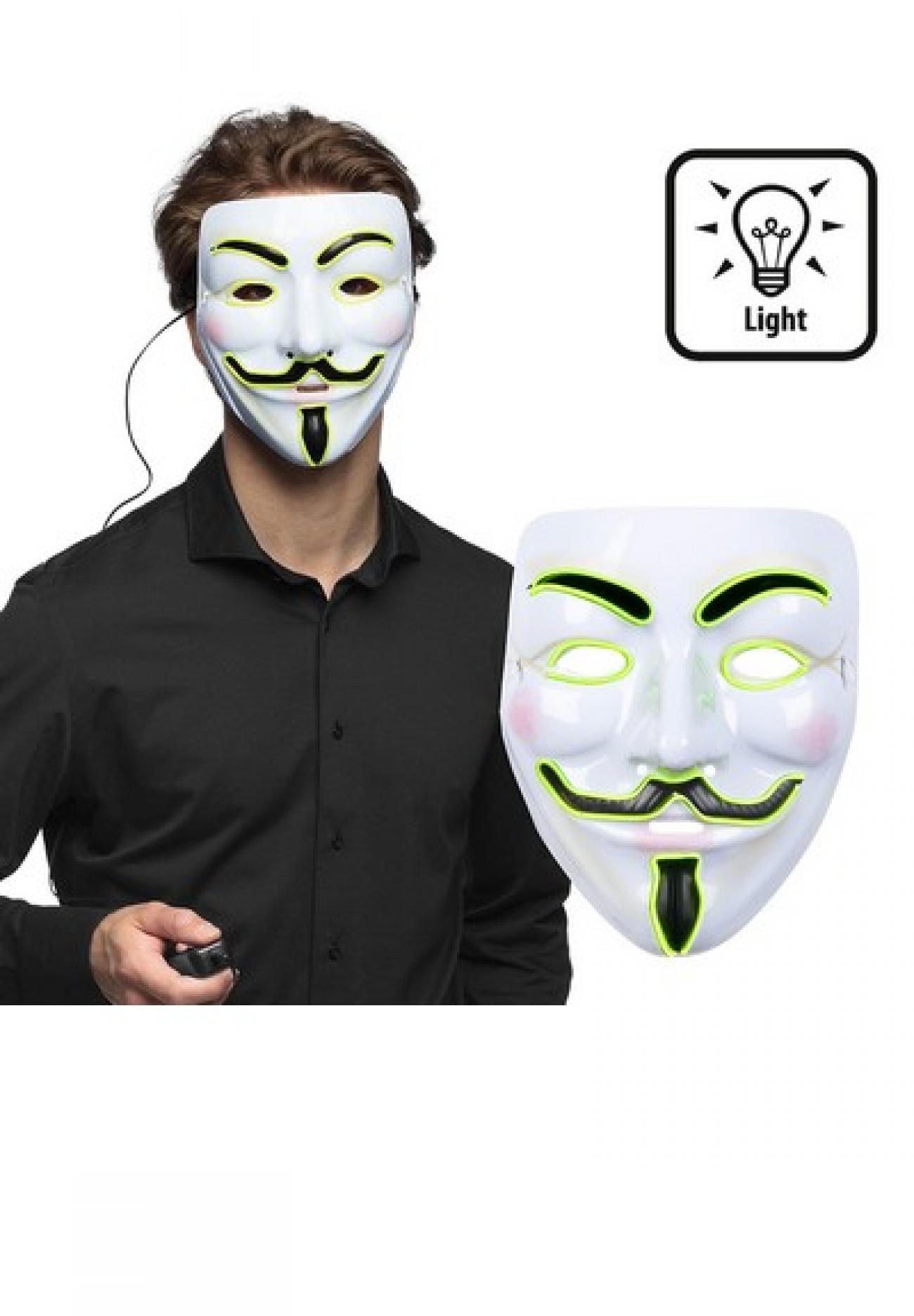 Maschera plastica con LED Protest (Vendetta) - 2 BATTERIE AA NON INCLUSE