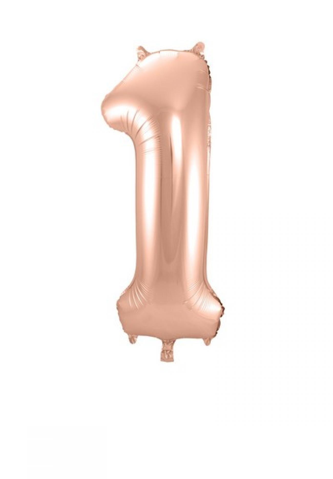 Pallone foil 34" - 86 cm Numero 1 Rose Gold