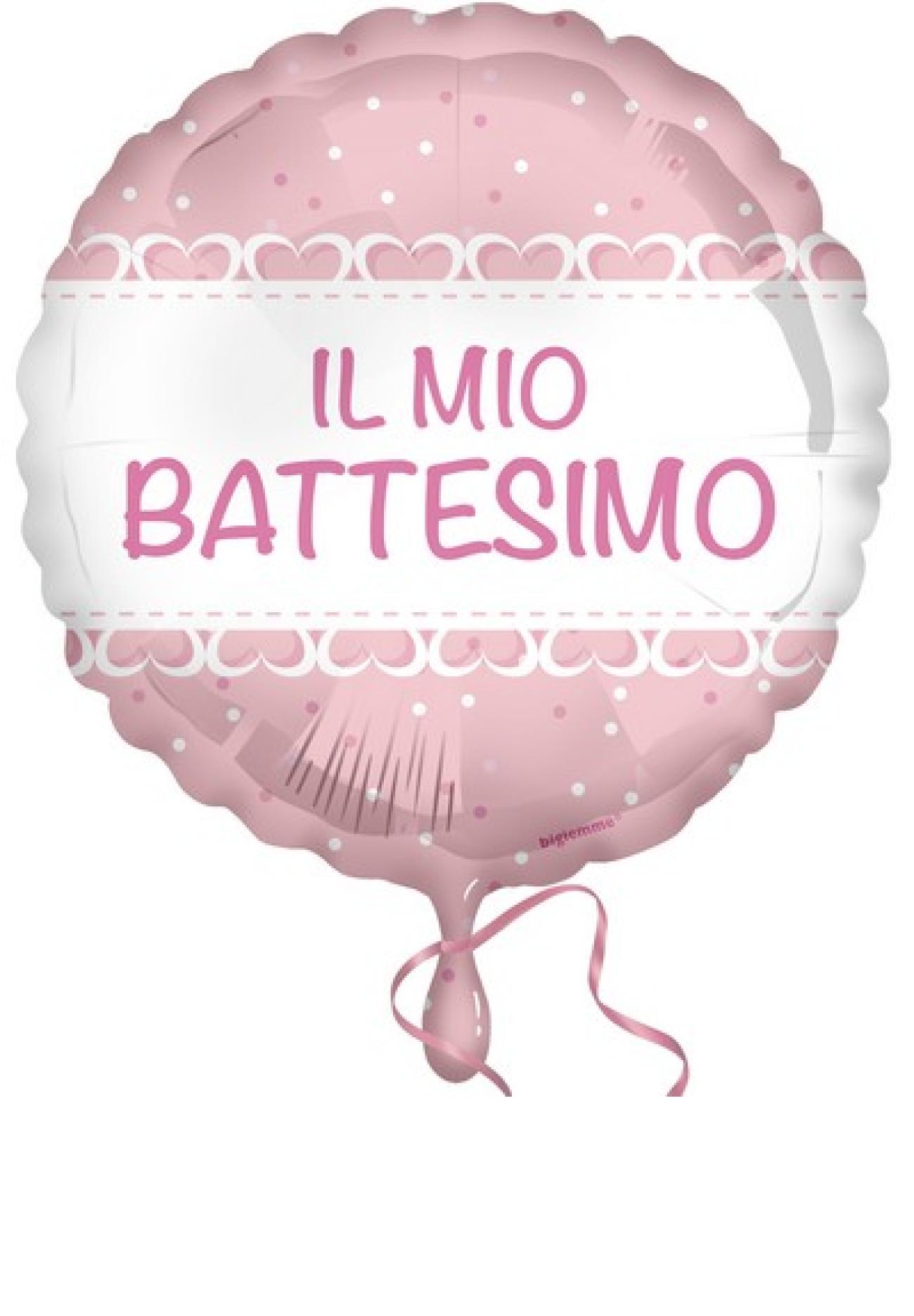 Pallone foil 18" - 45 cm Battesimo Baby Cuori rosa