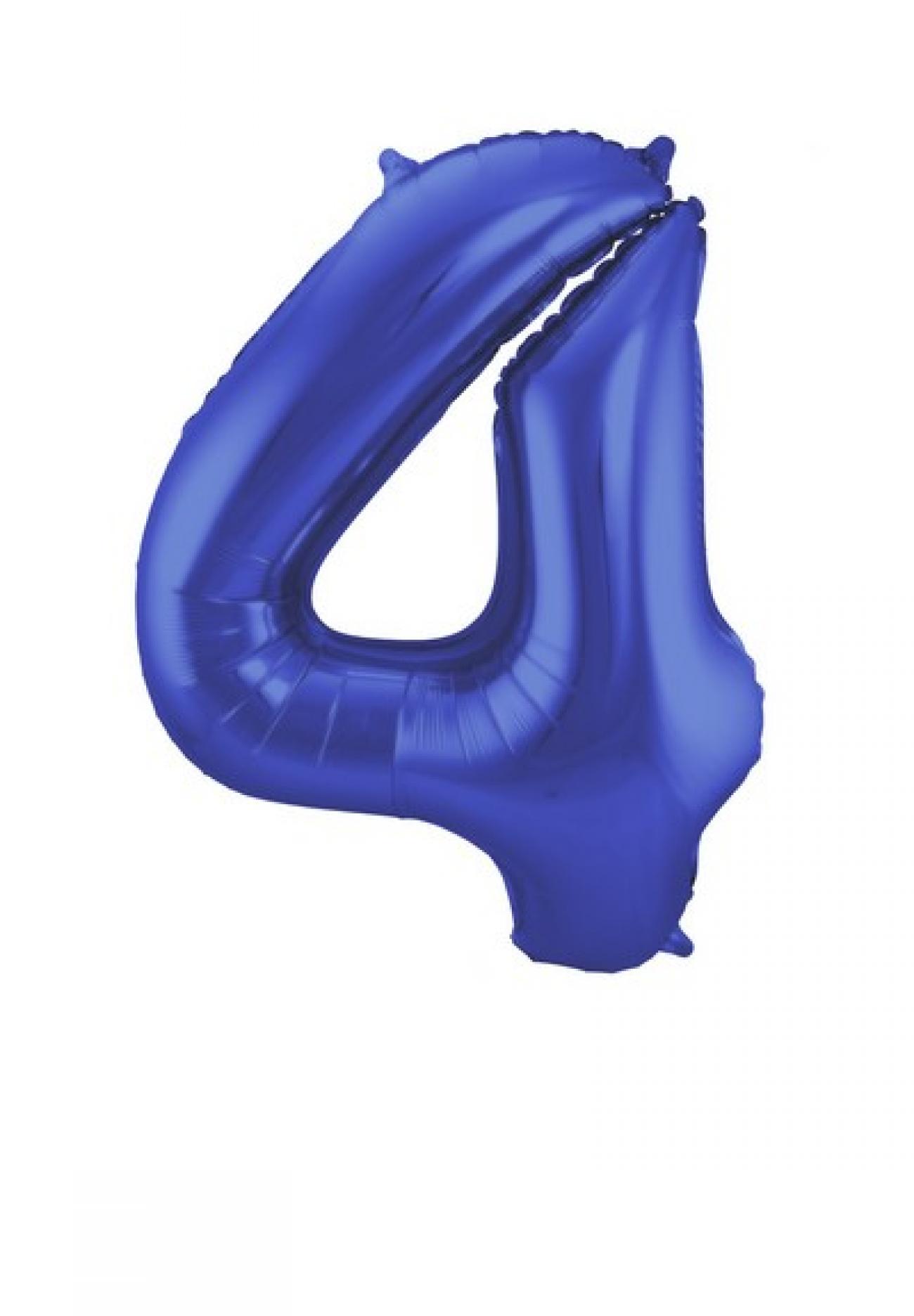 Pallone foil 34" - 86 cm Numero 4 Blu satinato