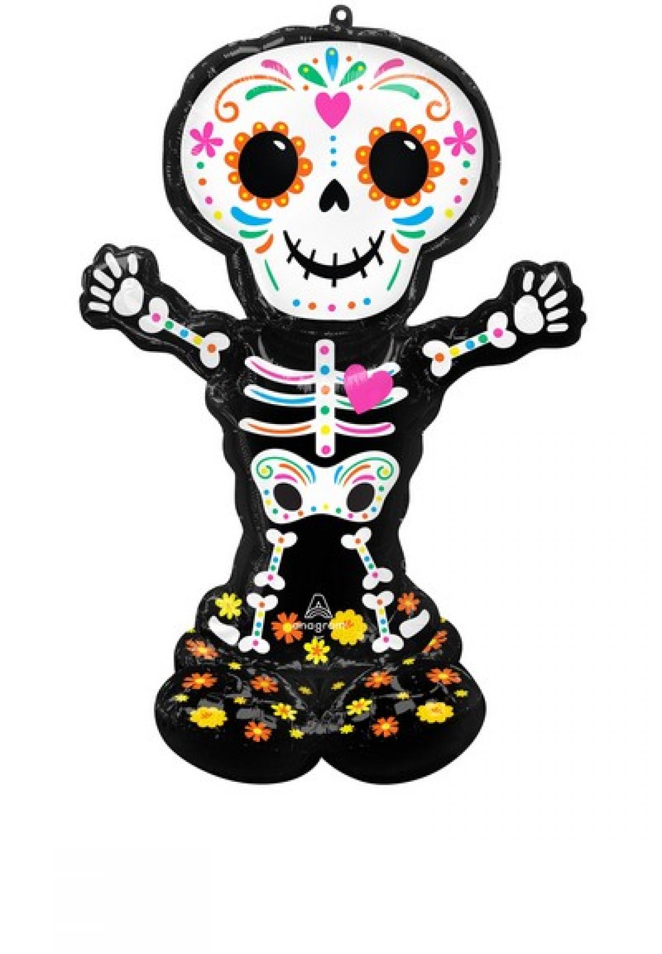 Pallone foil Airloonz Day of the Dead Skeleton 88 x 132 cm