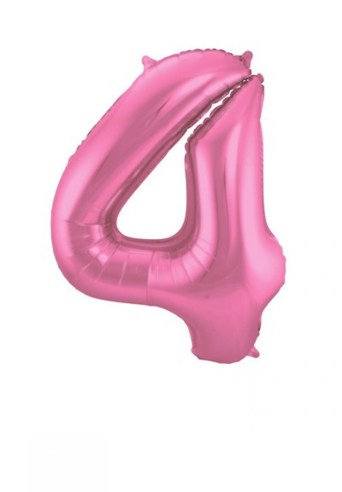 Pallone foil 34" - 86 cm Numero 4 Rosa satinato