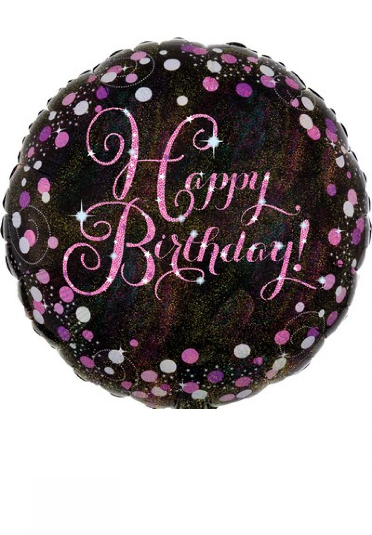 Pallone foil standard 17" - 42 cm Pink Celebration Happy Birthday