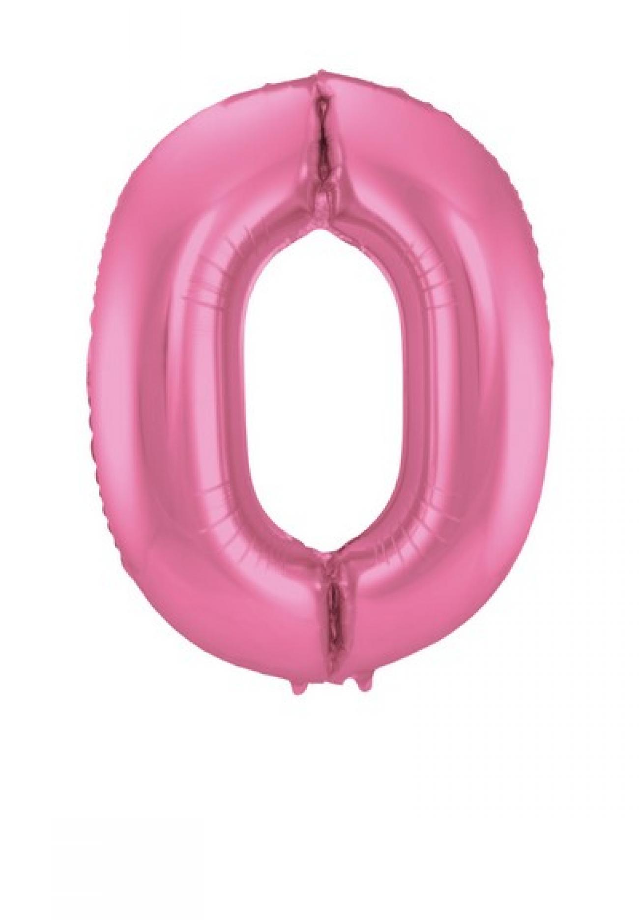 Pallone foil 34" - 86 cm Numero 0 Rosa satinato