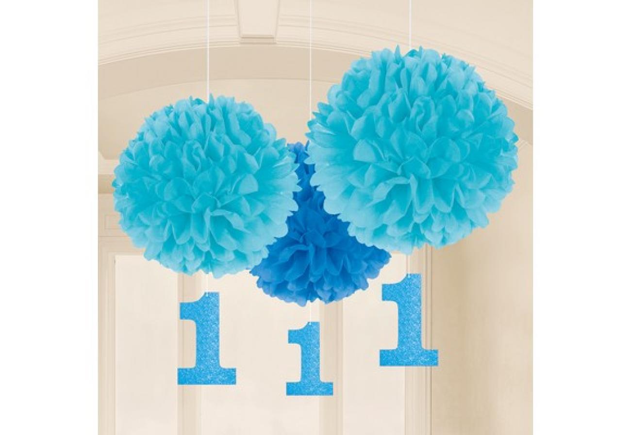 Set 3 Fluffy con pendente Nr 1 40 18 cm azzurro