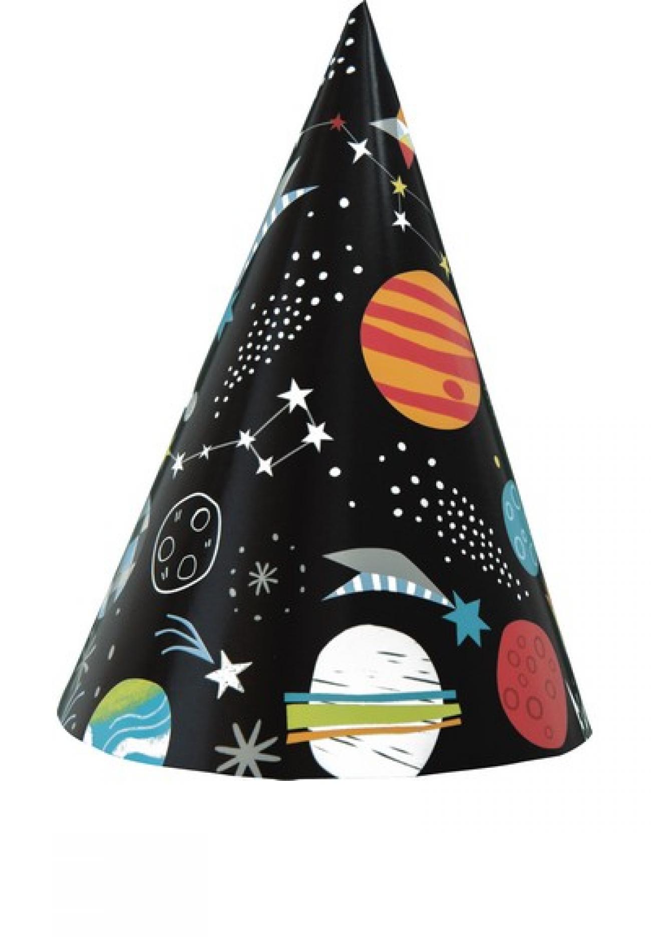 Cappello carta cono Outer Space 8 pz