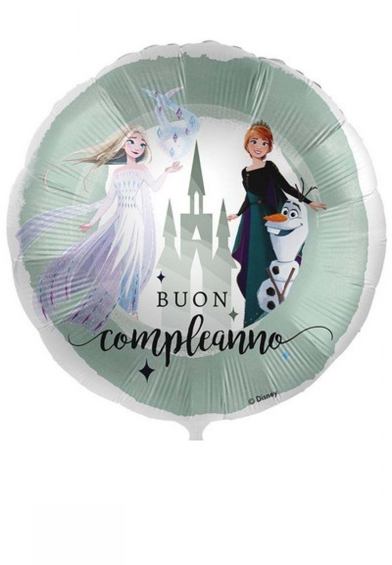 Pallone foil standard 17" - 42 cm Buon Compleanno Frozen Elsa & Anna