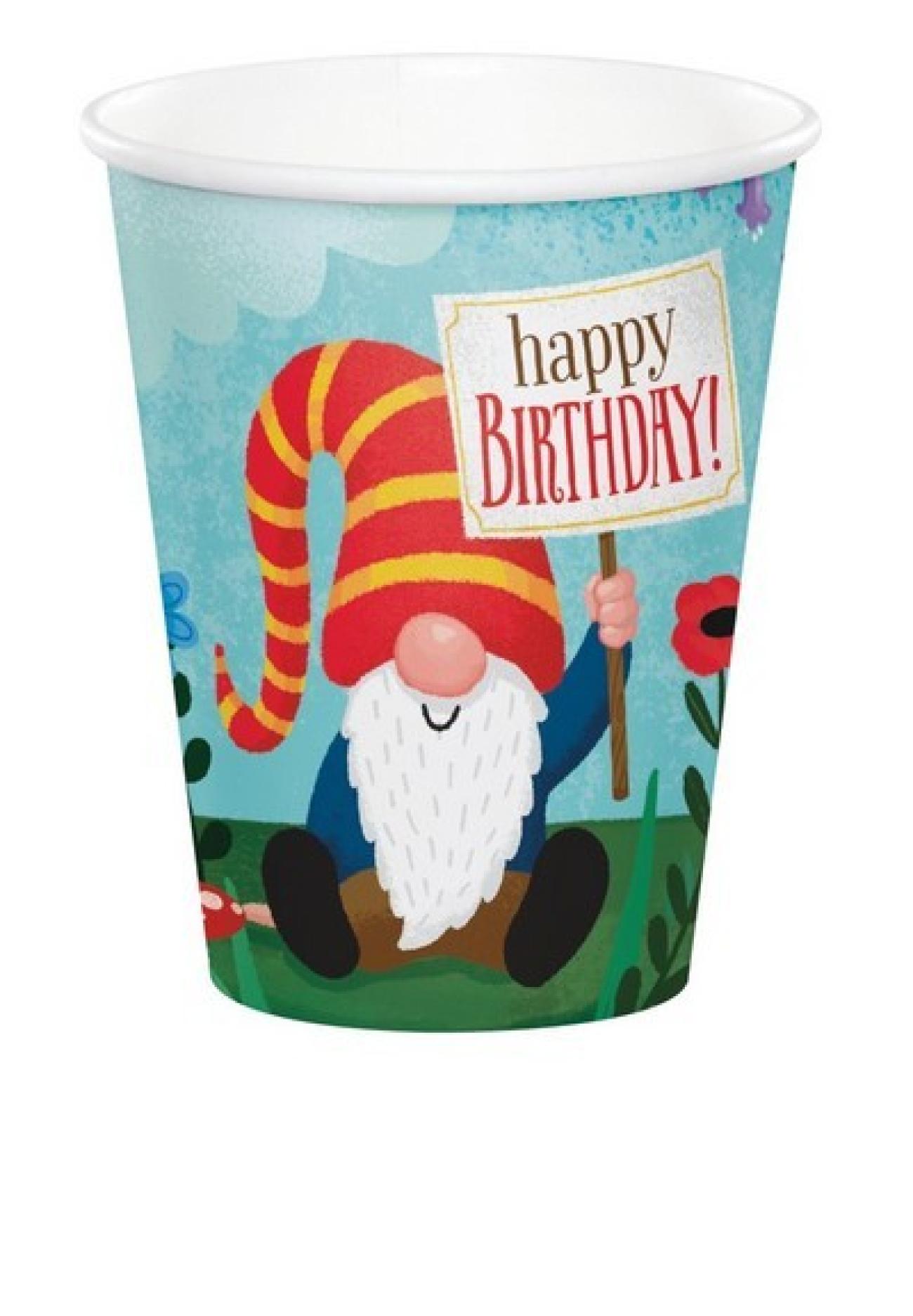 Bicchiere carta 266 ml Happy Birthday Gnomi - 8 pezzi