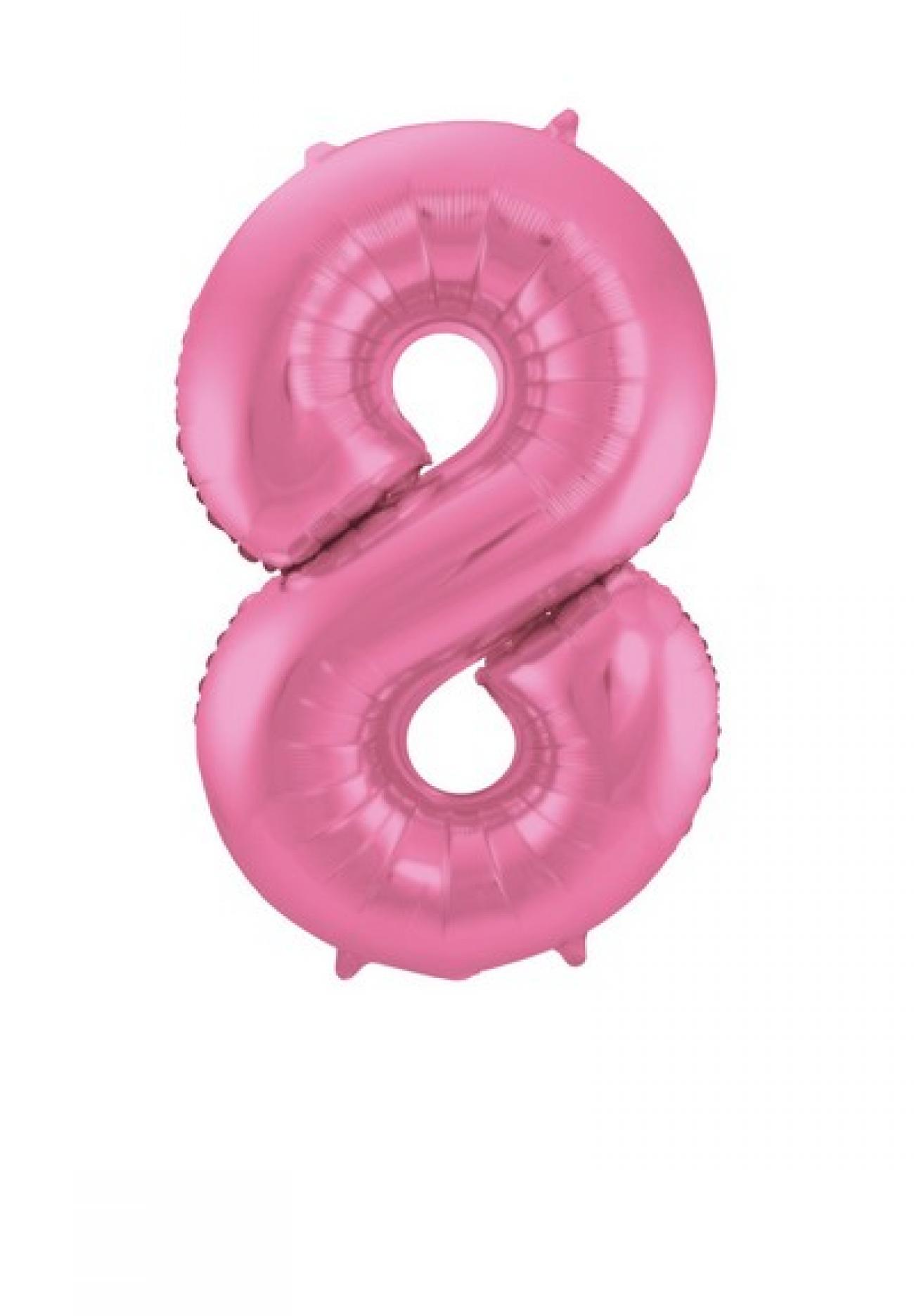 Pallone foil 34" - 86 cm Numero 8 Rosa satinato