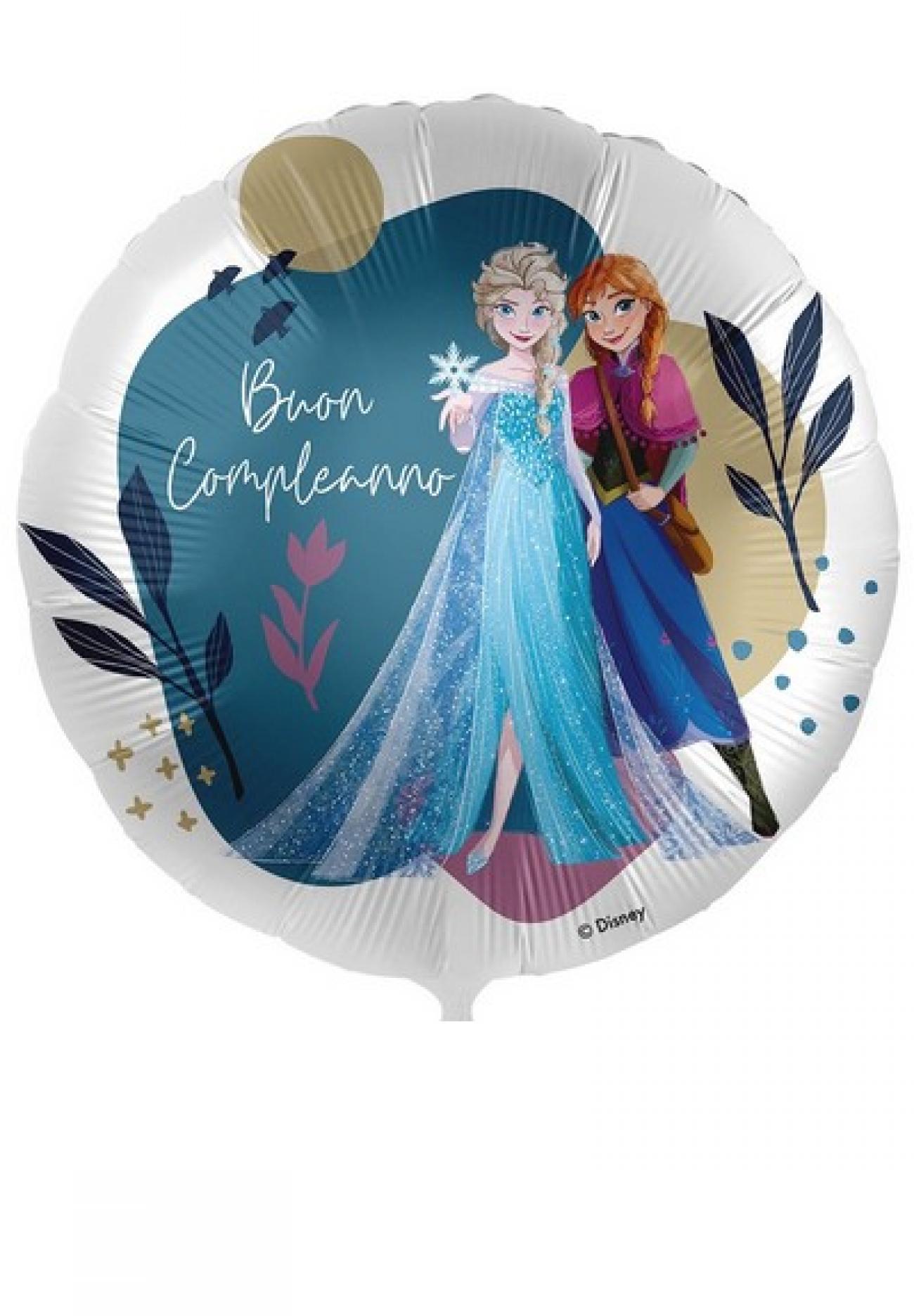 Pallone foil standard 17" - 42 cm Buon Compleanno Frozen Elsa & Anna