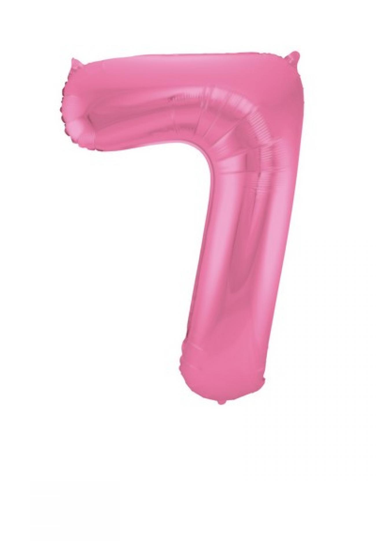 Pallone foil 34" - 86 cm Numero 7 Rosa satinato