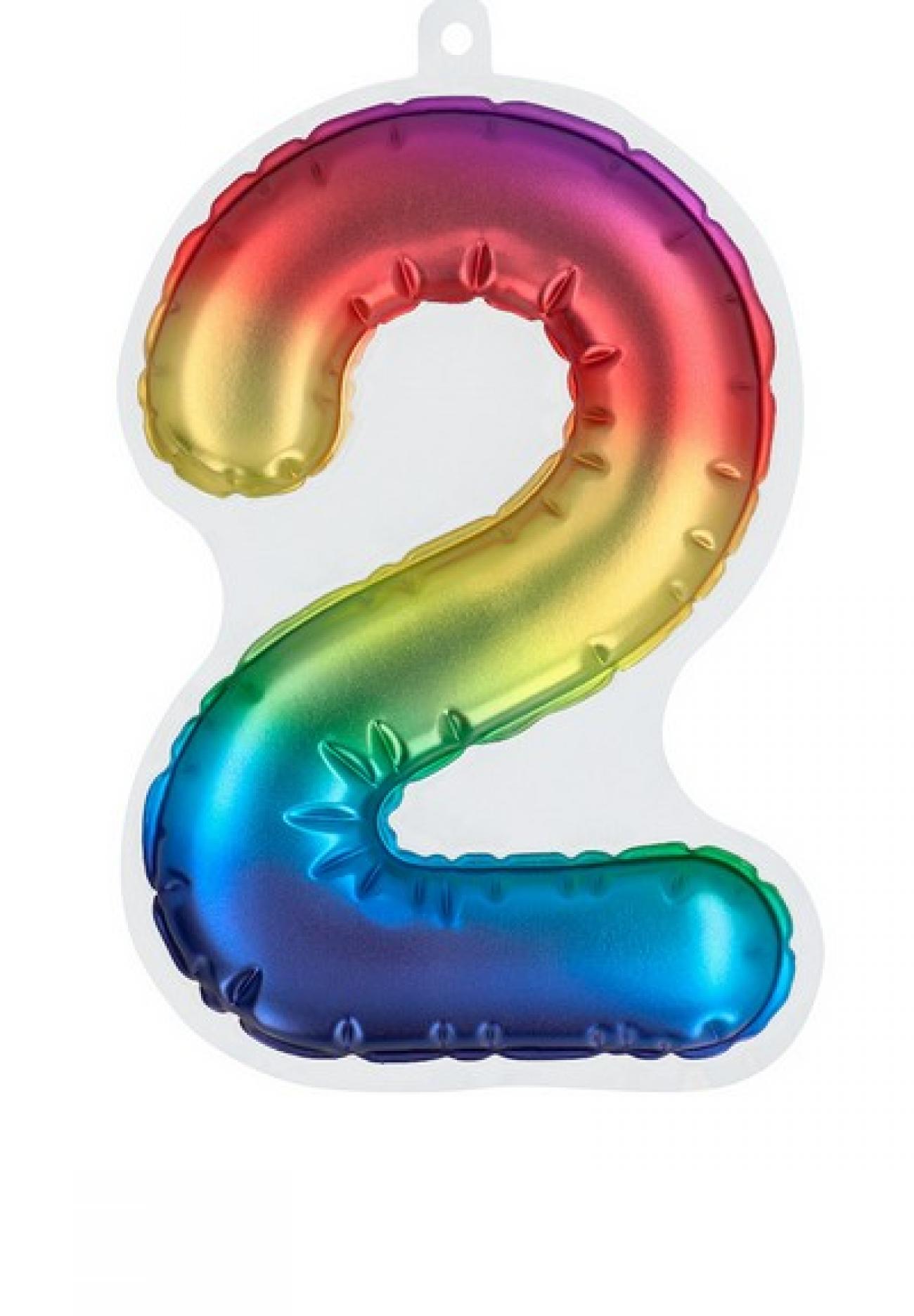 Numero adesivo 3 D rainbow H. 20 cm N. 2