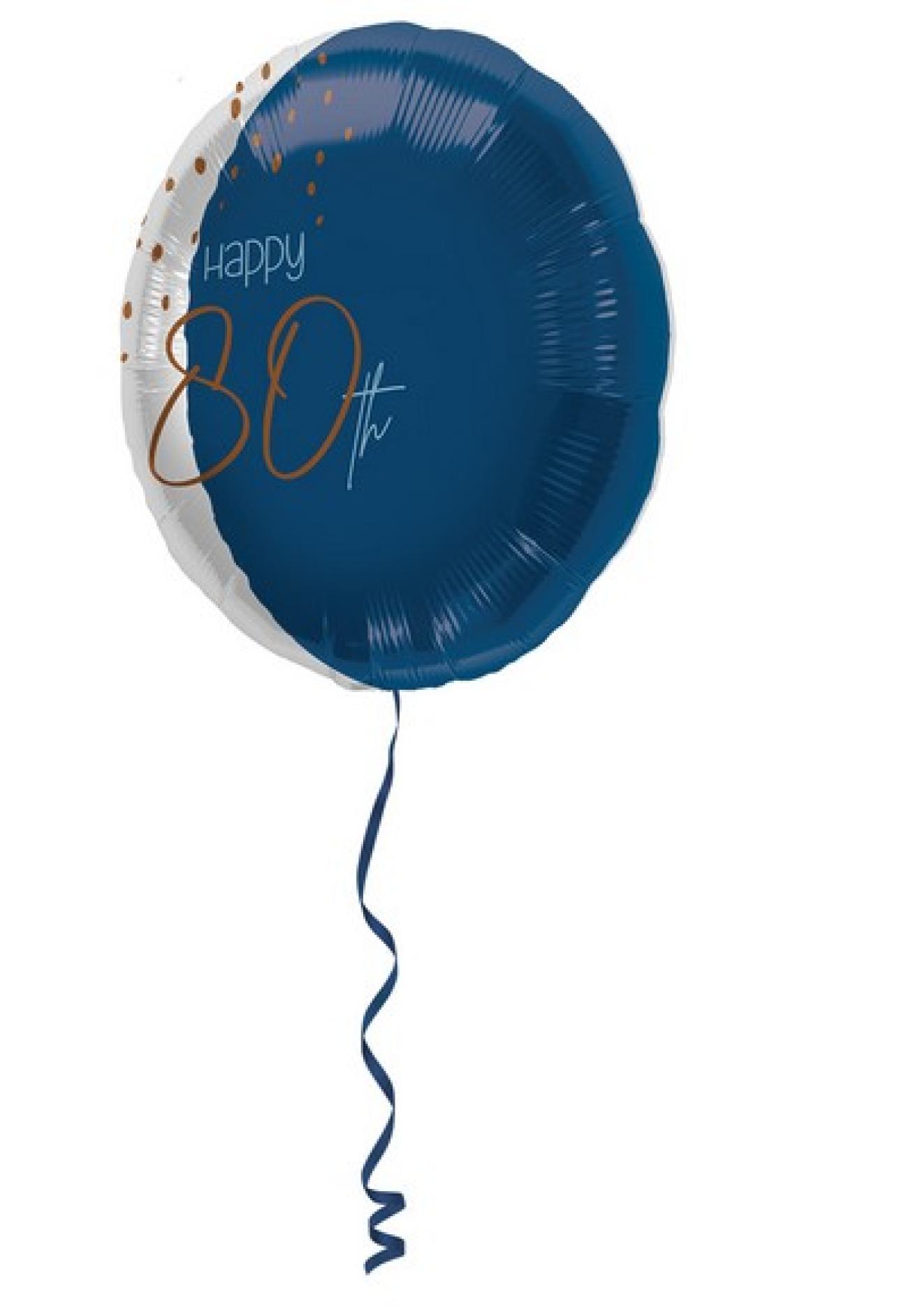 Pallone foil 18" - 45 cm Happy 80th, Elegant True Blue