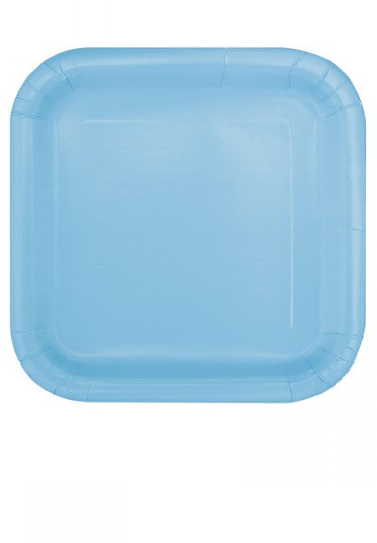 Piatto carta quadrato 23 cm Azzurro 14pz