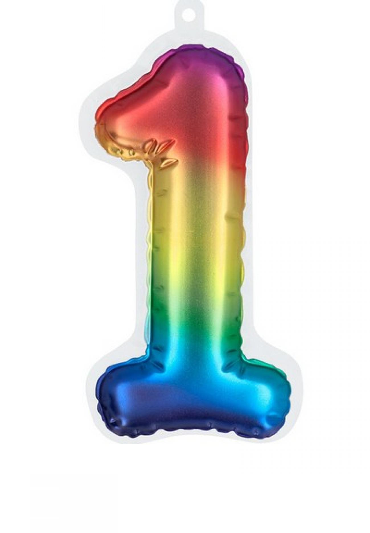 Numero adesivo 3 D rainbow H. 20 cm N. 1